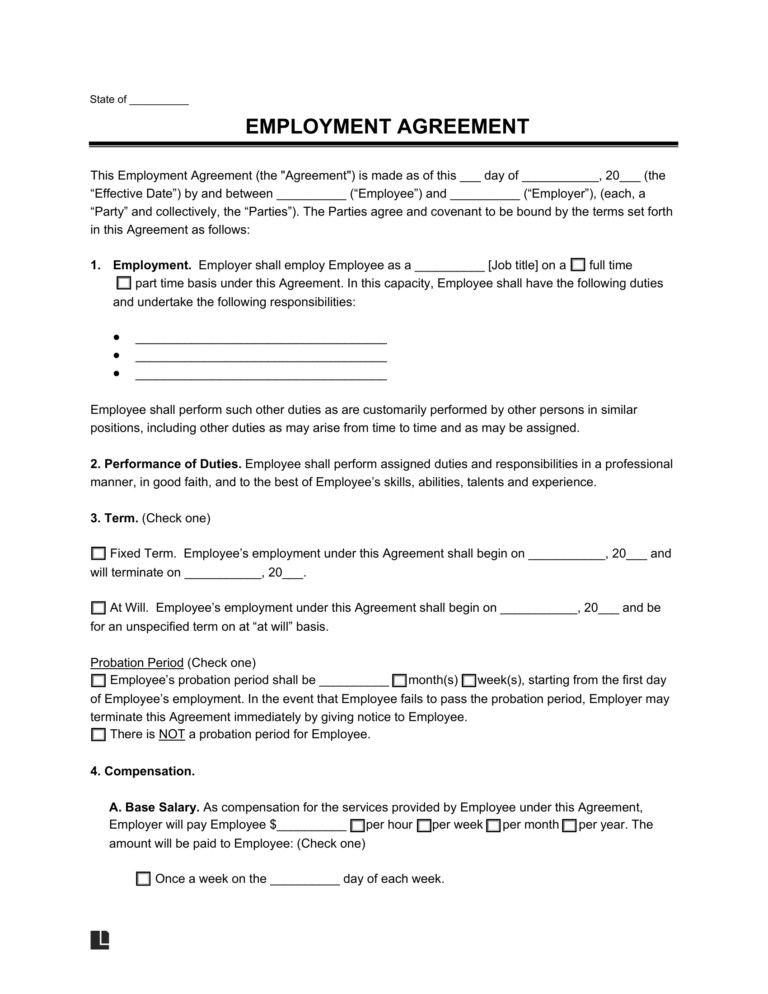 Free Employment Contract Templates Create Online