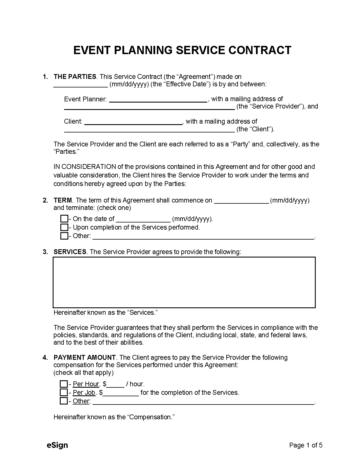 Free Event Planner Contract Template PDF Word