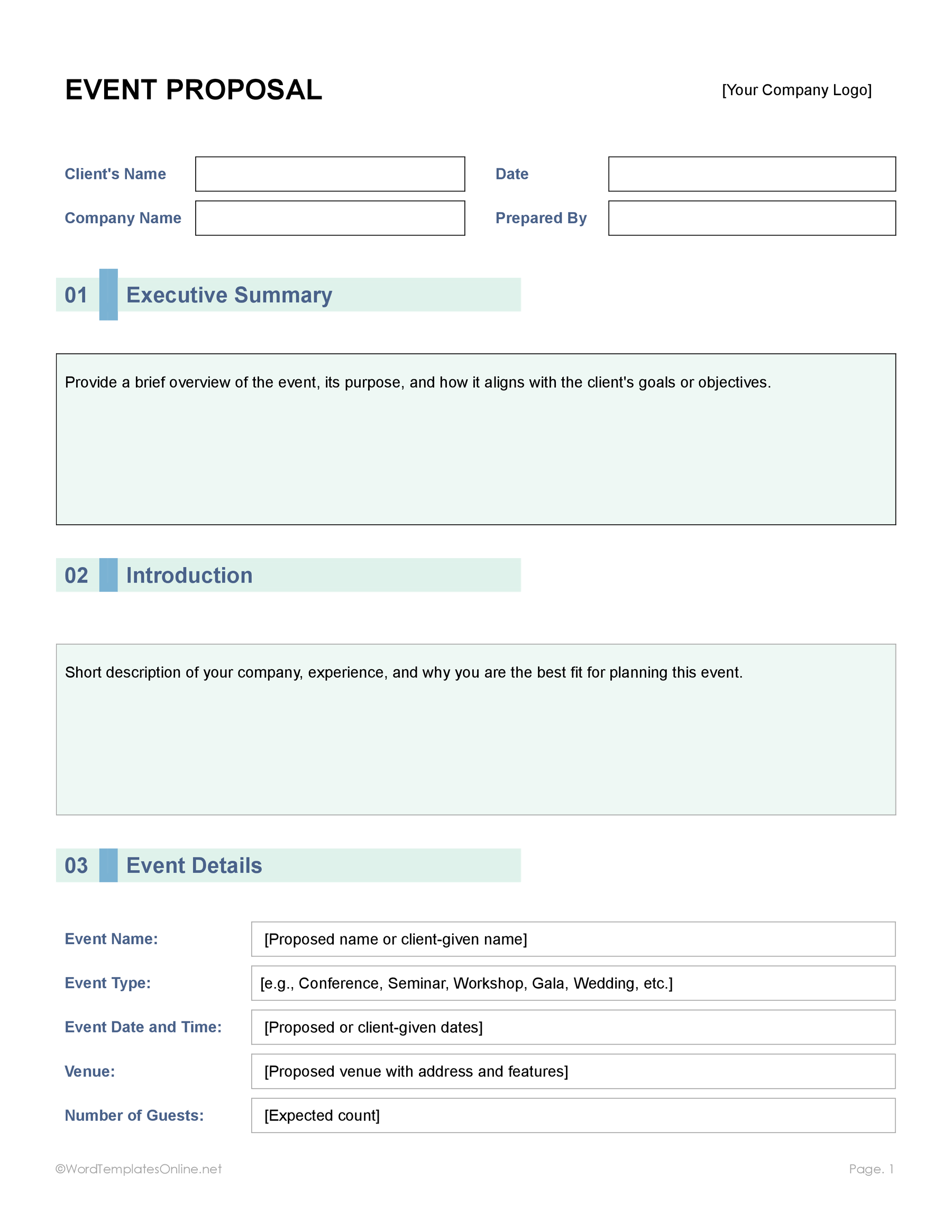 Free Event Proposal Templates Editable Word Google Docs