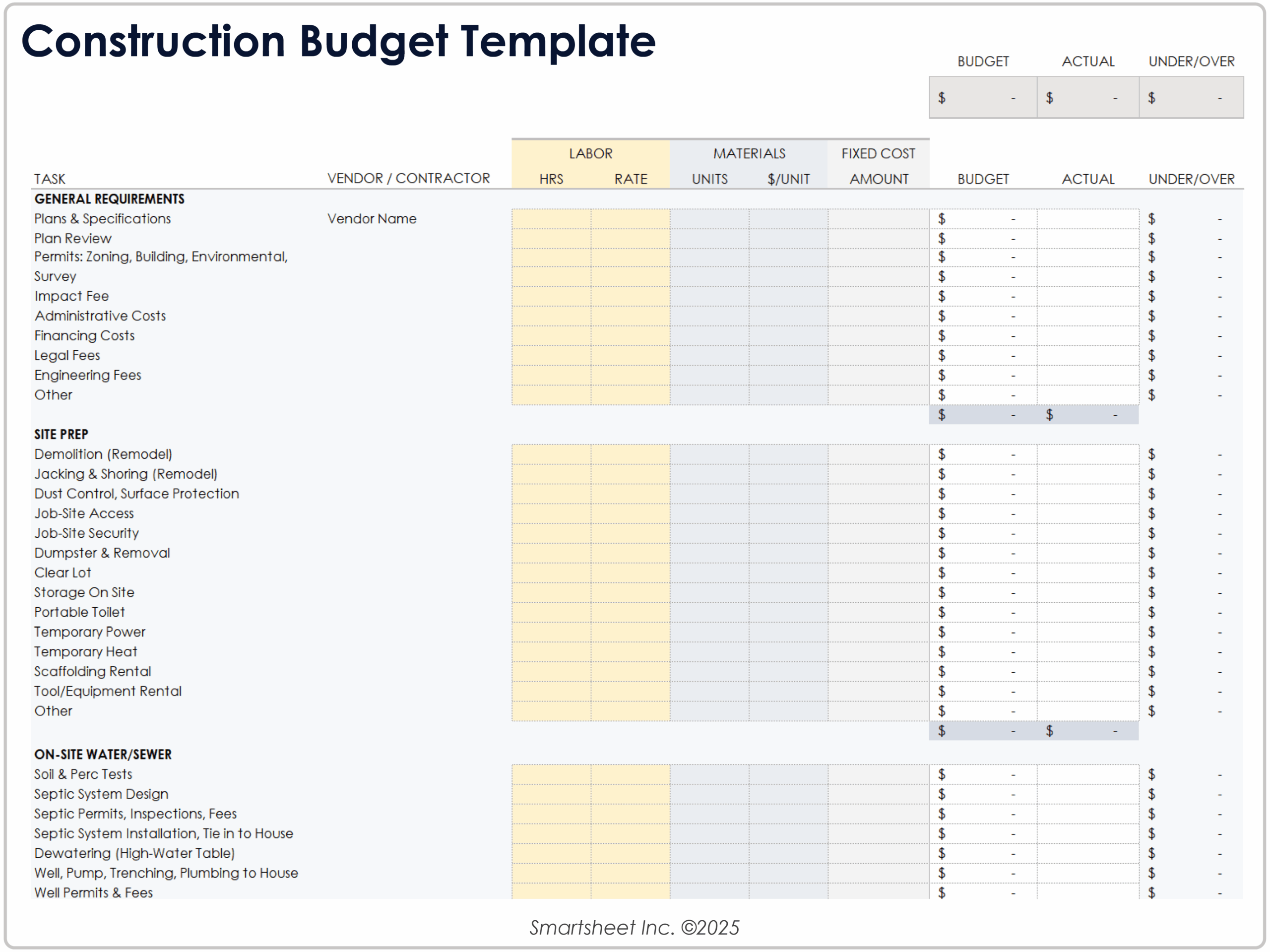 Free Excel Construction Project Management Templates
