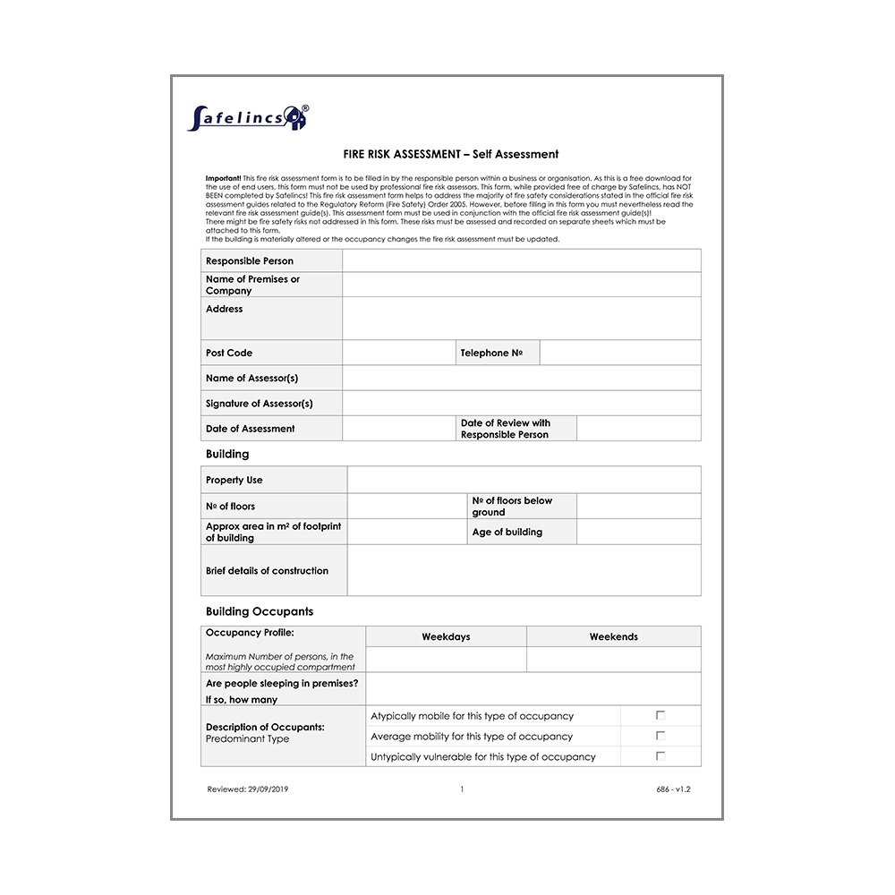 Free Fire Risk Assessment Template Download Print