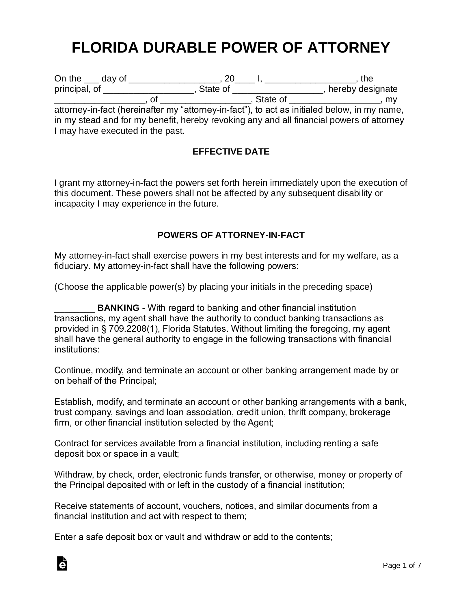 Free Florida Durable Statutory Power Of Attorney Form PDF Word EForms Free Florida Durable Statutory Power Of Attorney Form PDF Word EForms