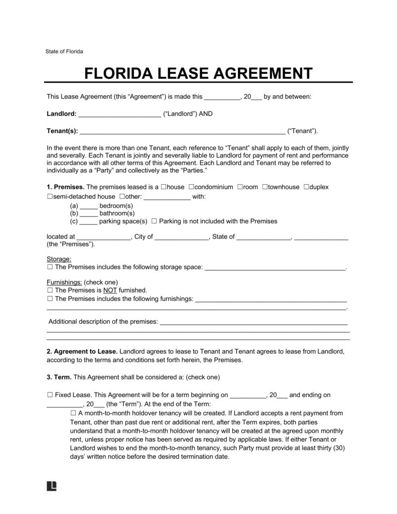 printable rental application form florida