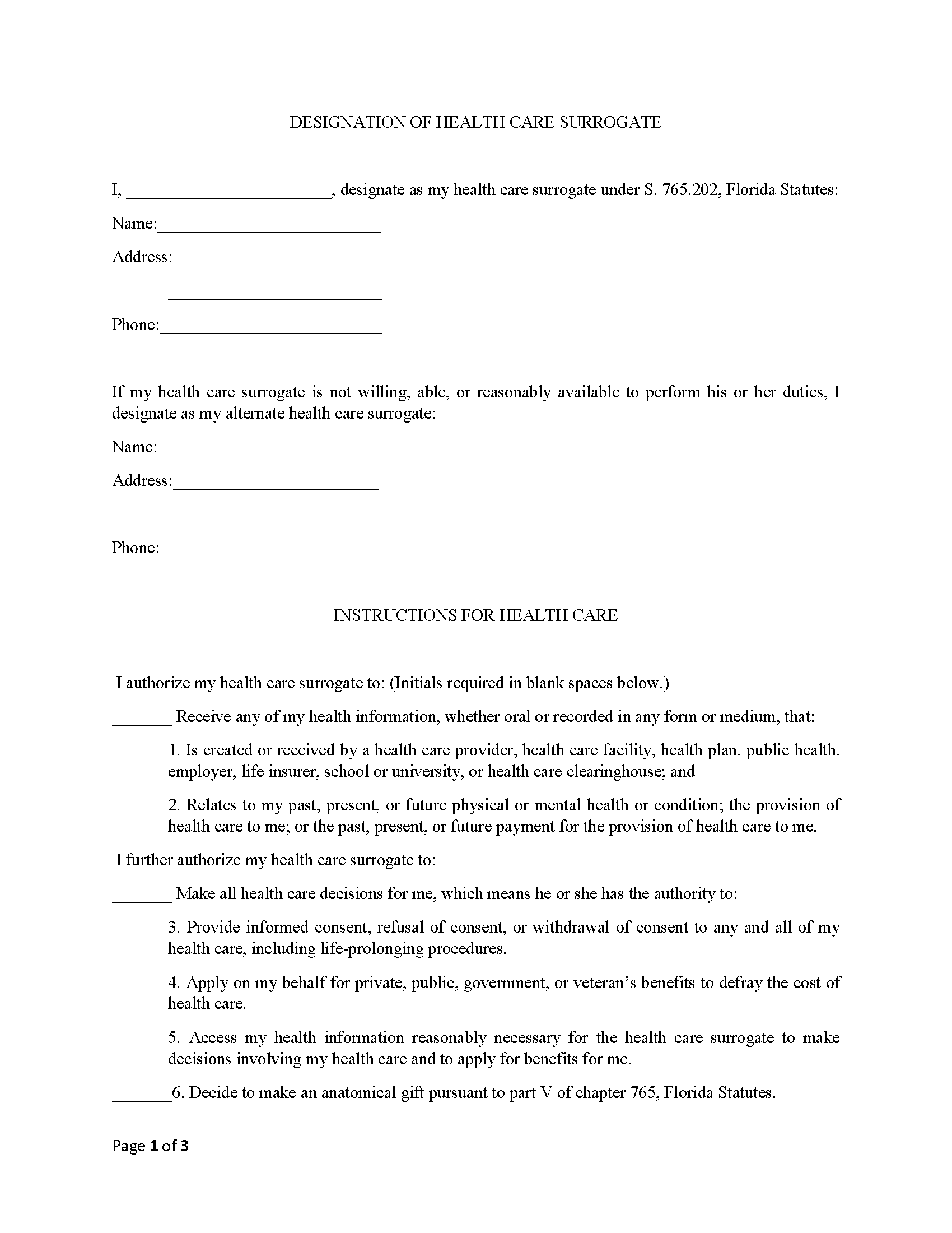 Free Florida Medical Power Of Attorney Form PDF Free Florida Medical Power Of Attorney Form PDF