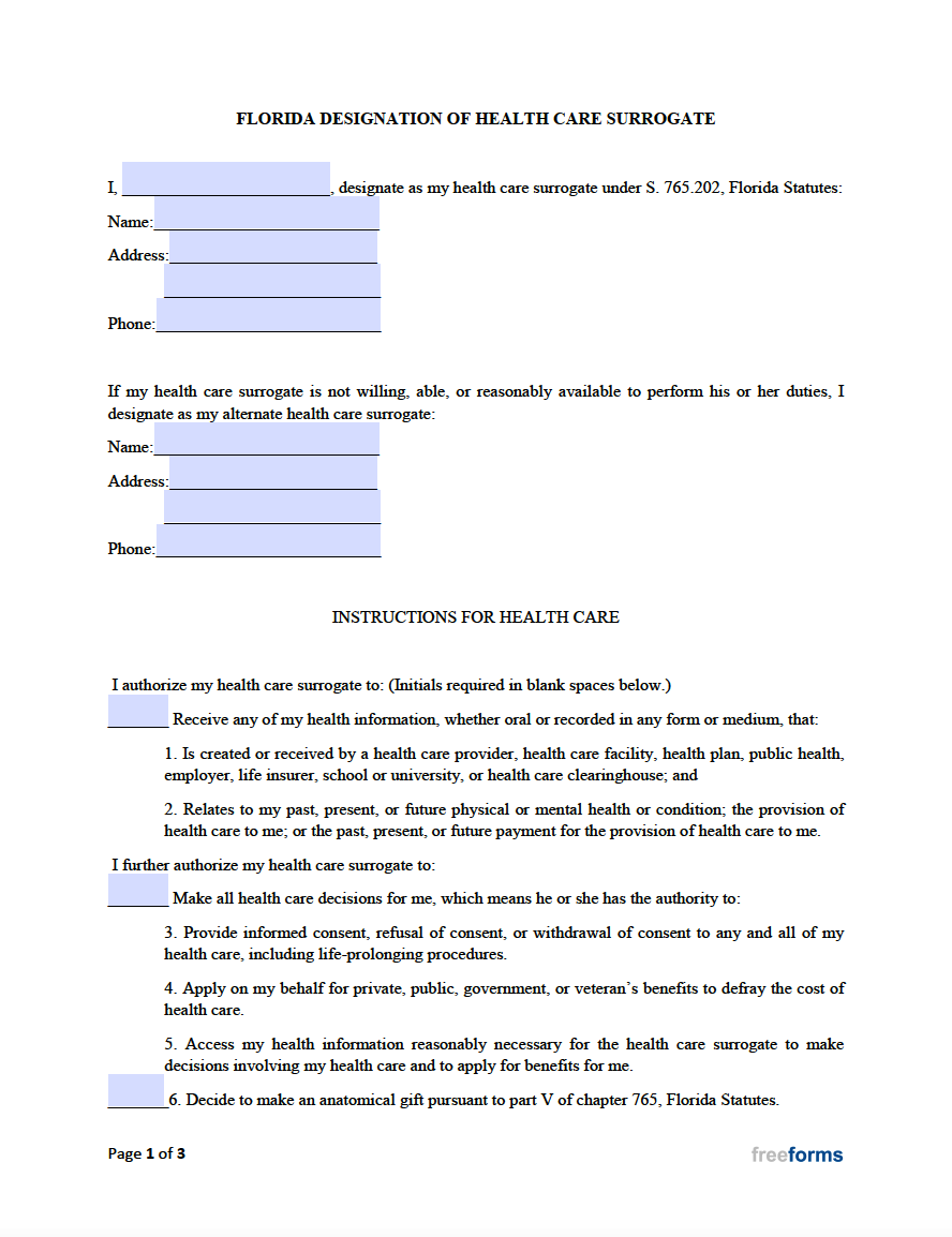 Free Florida Medical Power Of Attorney Form PDF Free Florida Medical Power Of Attorney Form PDF