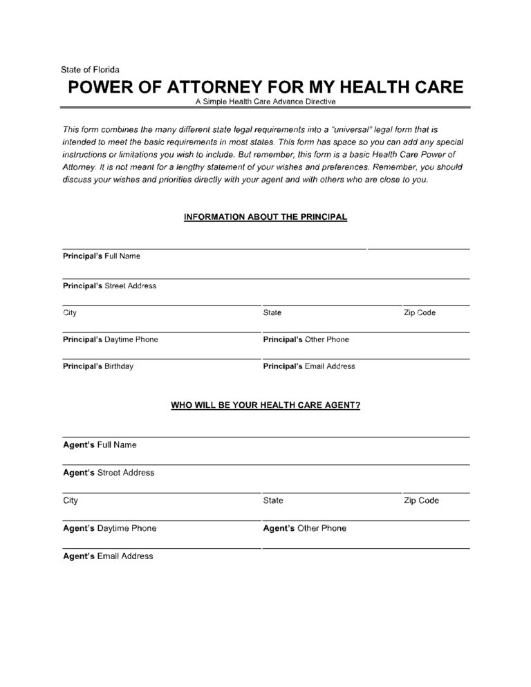 Free Florida Medical Power Of Attorney PDF CocoSign