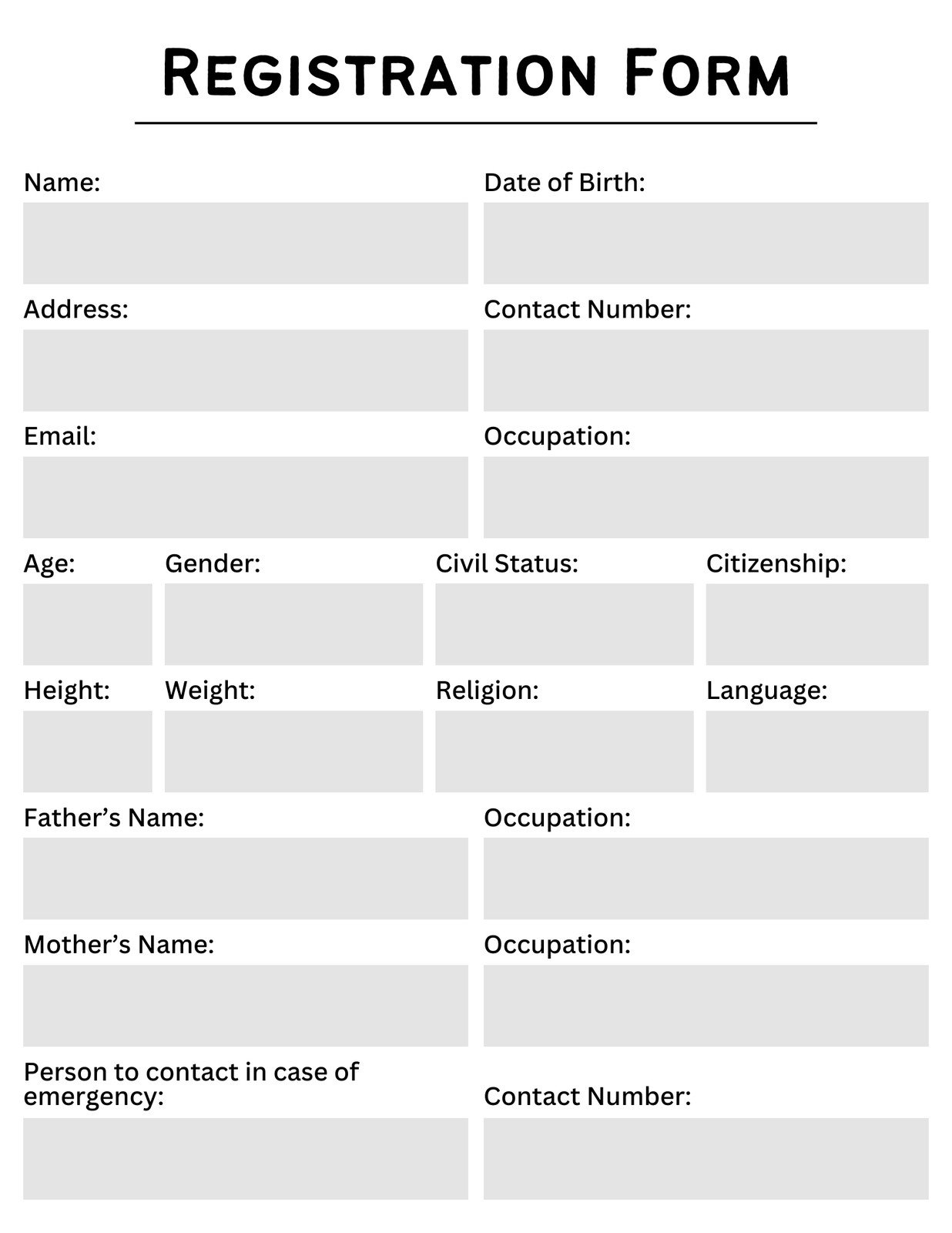 registration form registration form