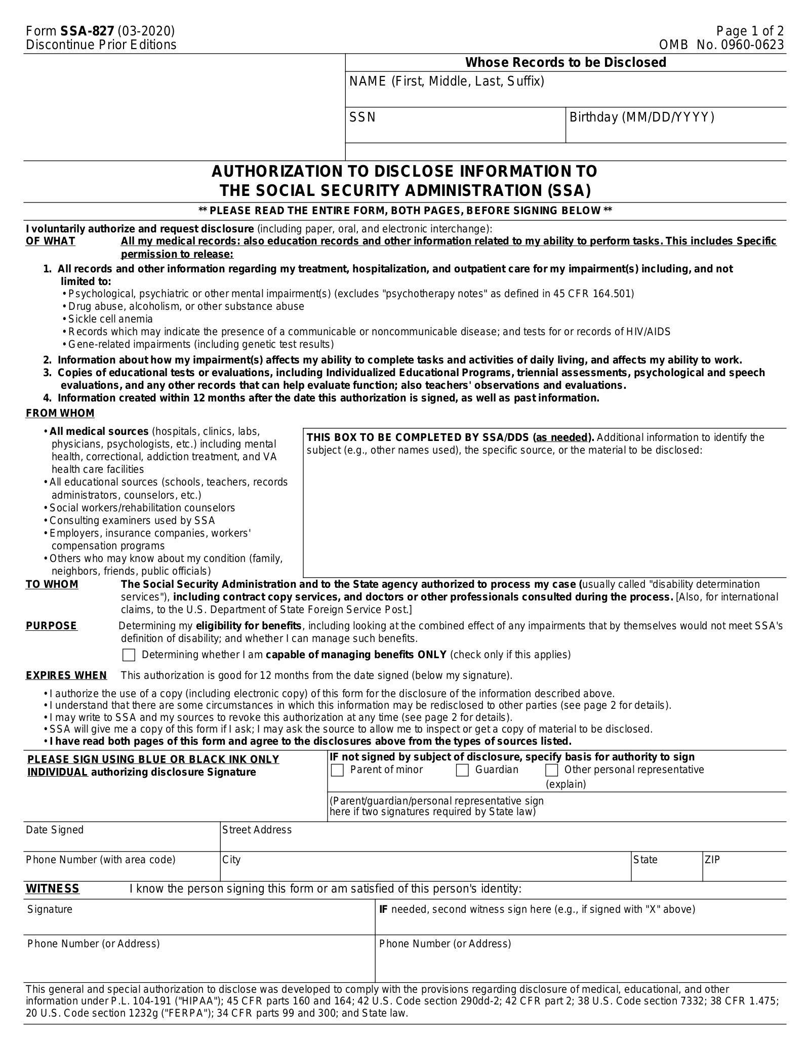 social security benefits application form printable