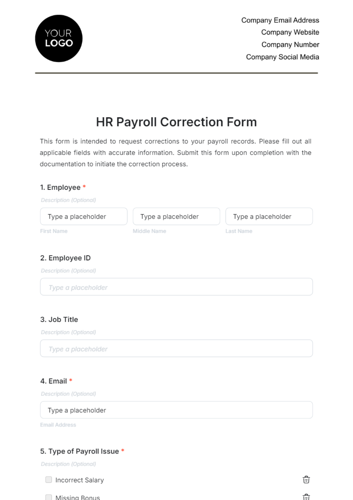 Free Forms HR Templates To Edit Online