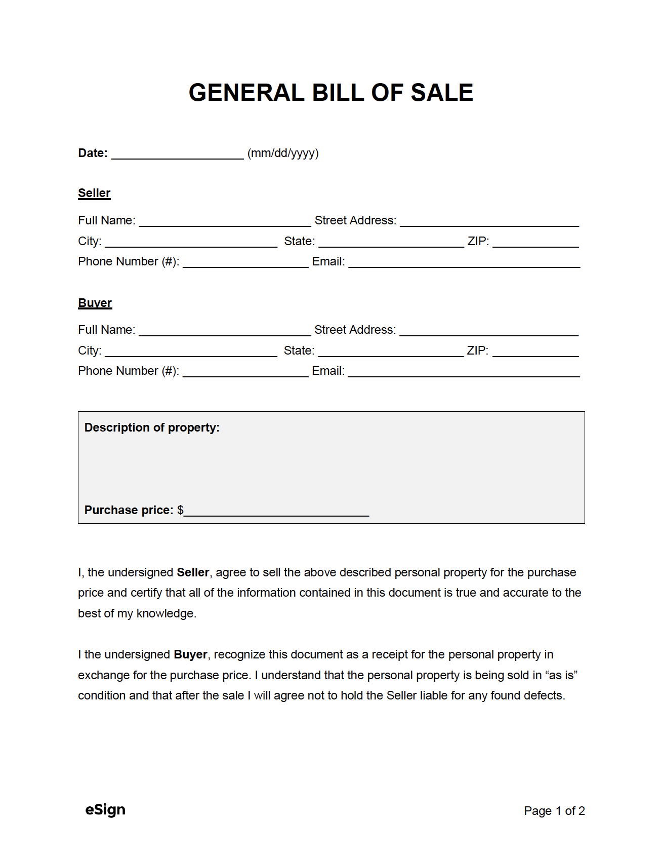 bill of sale form bill of sale form