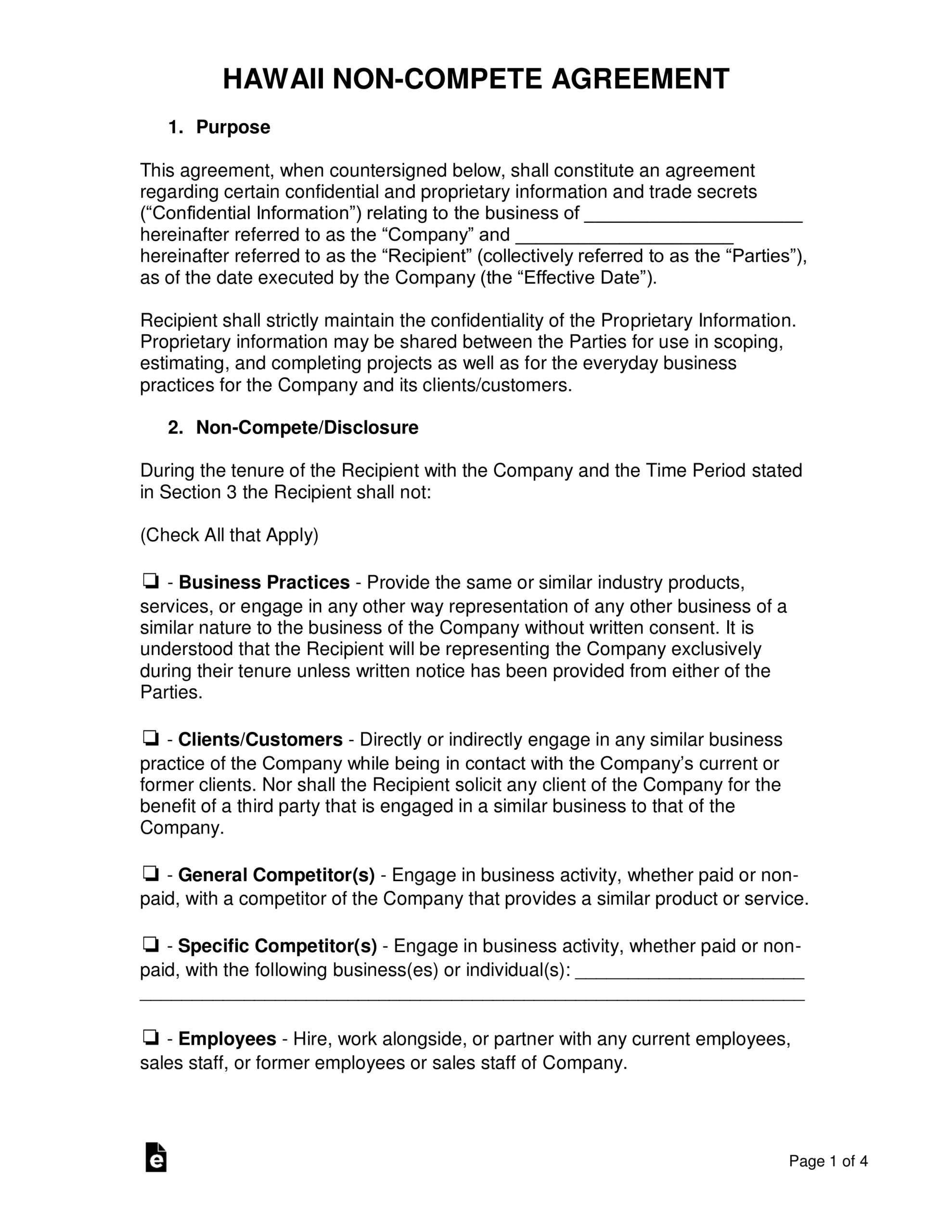 non competition agreement