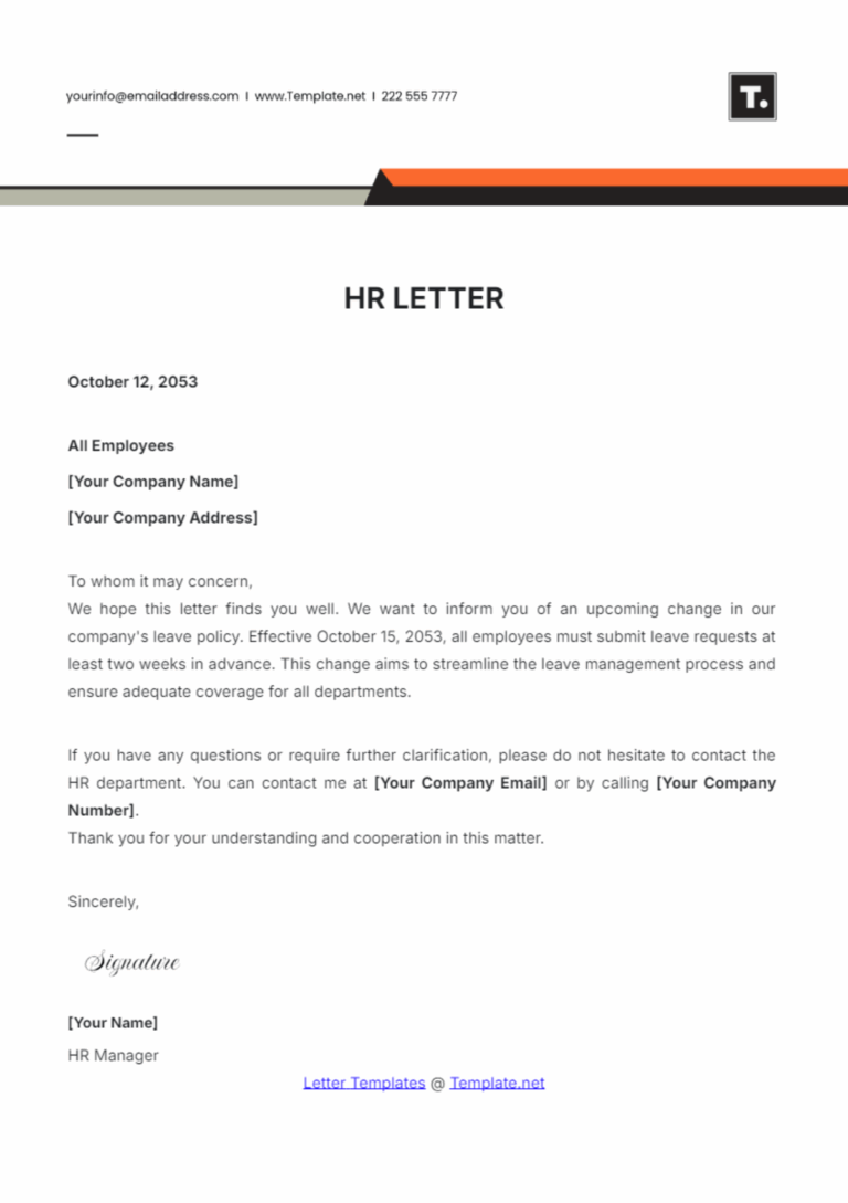 Free HR Letter Templates Editable And Printable