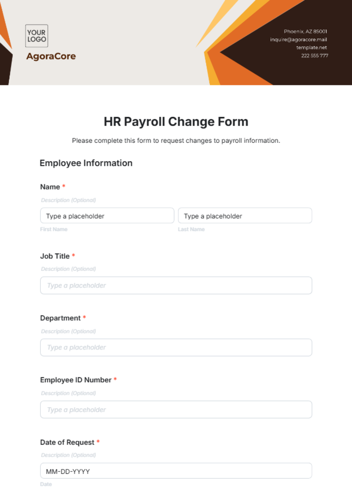 hr payroll form