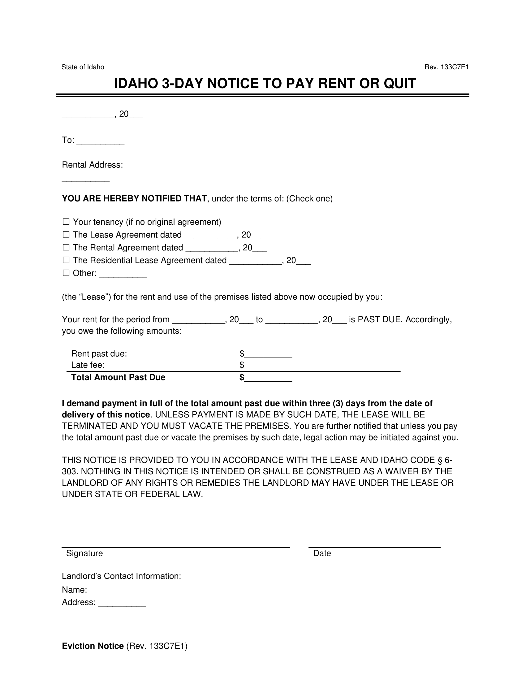 eviction notice form eviction notice form