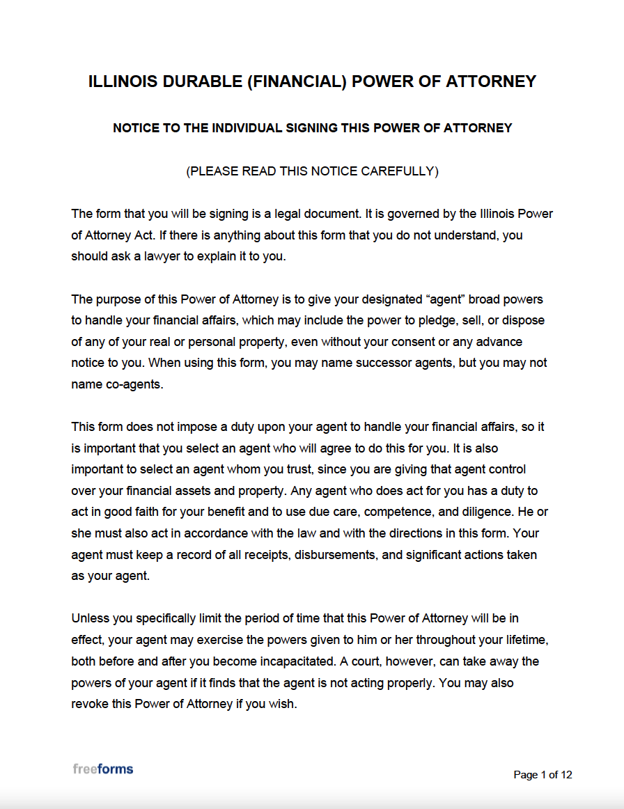 free printable power of attorney form illinois free printable power of attorney form illinois