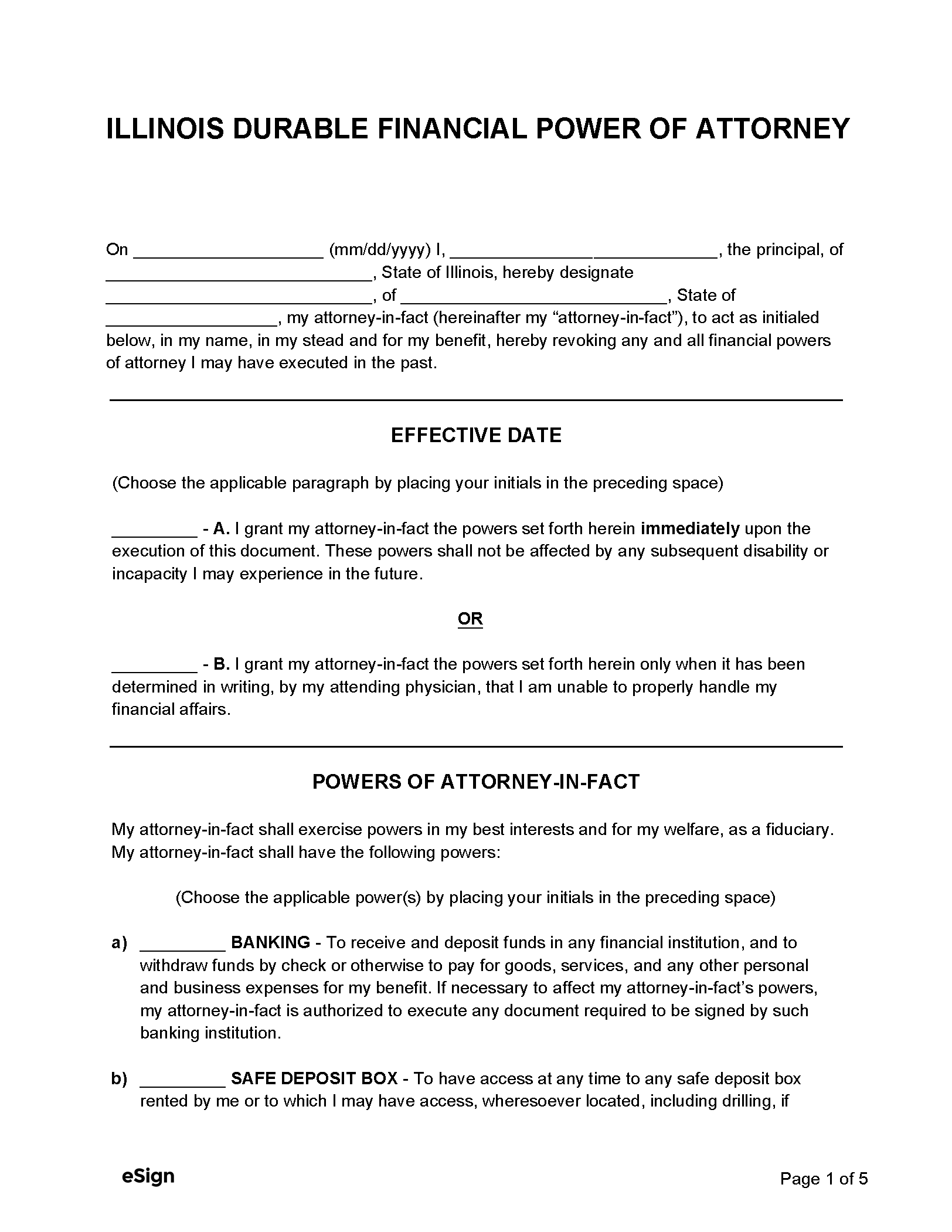 Free Illinois Durable Power Of Attorney Form PDF Word Free Illinois Durable Power Of Attorney Form PDF Word