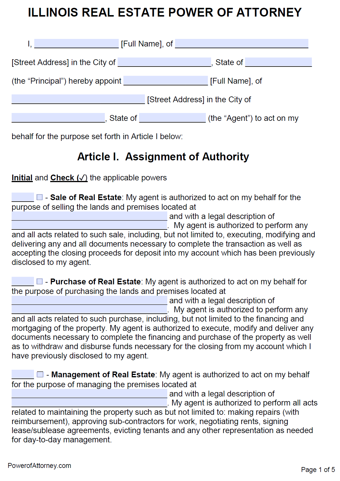 Free Illinois Power Of Attorney Forms PDF Templates Free Illinois Power Of Attorney Forms PDF Templates