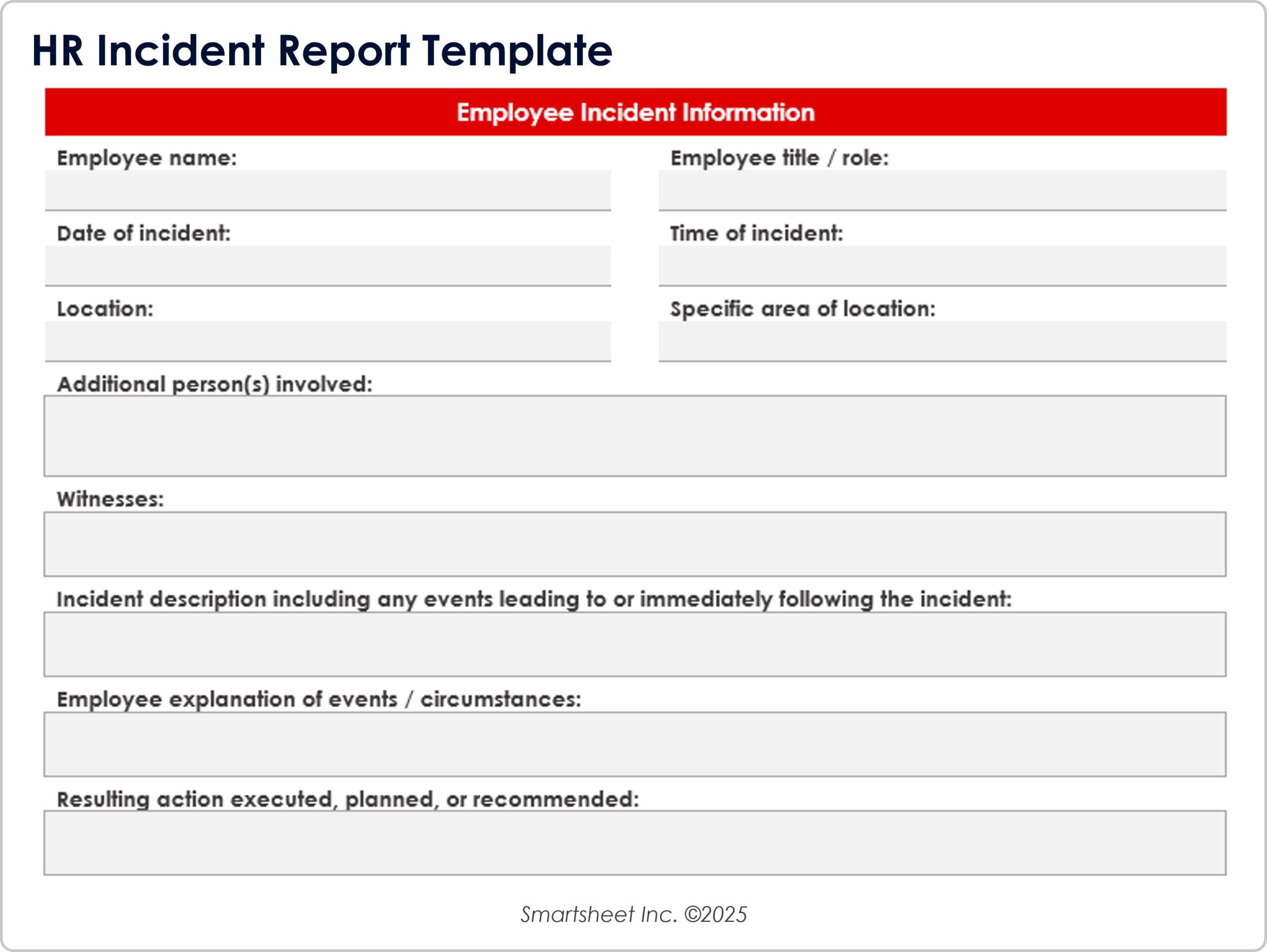 Free Incident Report Templates All Formats All Types