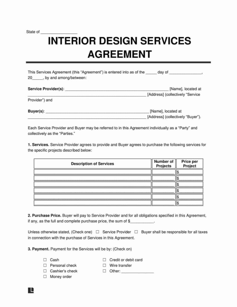 Free Interior Design Contract Template PDF Word