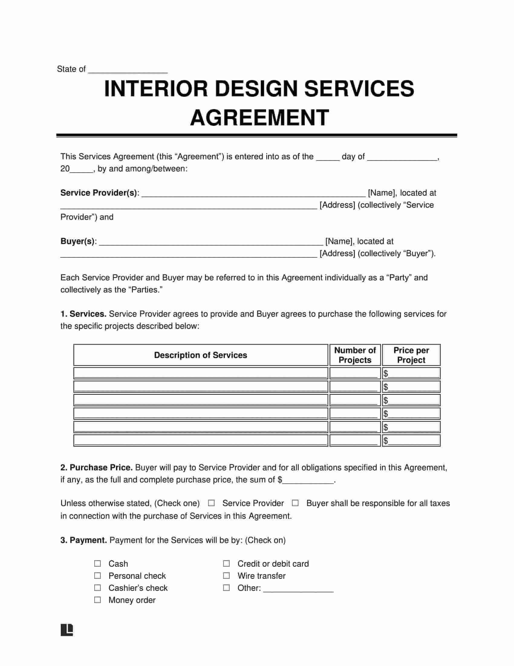 Free Interior Design Contract Template PDF Word