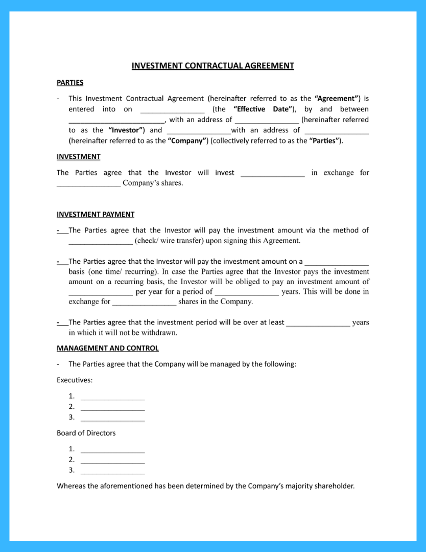 Free Investor Agreement Template To Win More Clients