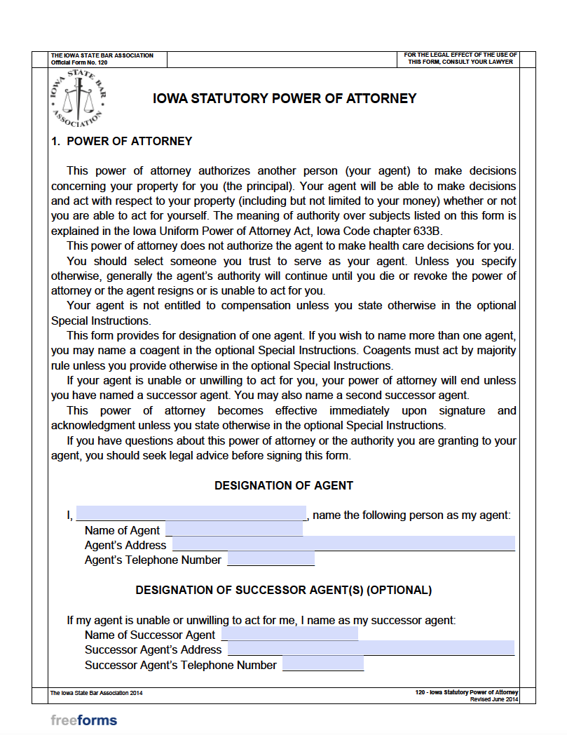 Free Iowa Durable Financial Power Of Attorney Form PDF Free Iowa Durable Financial Power Of Attorney Form PDF
