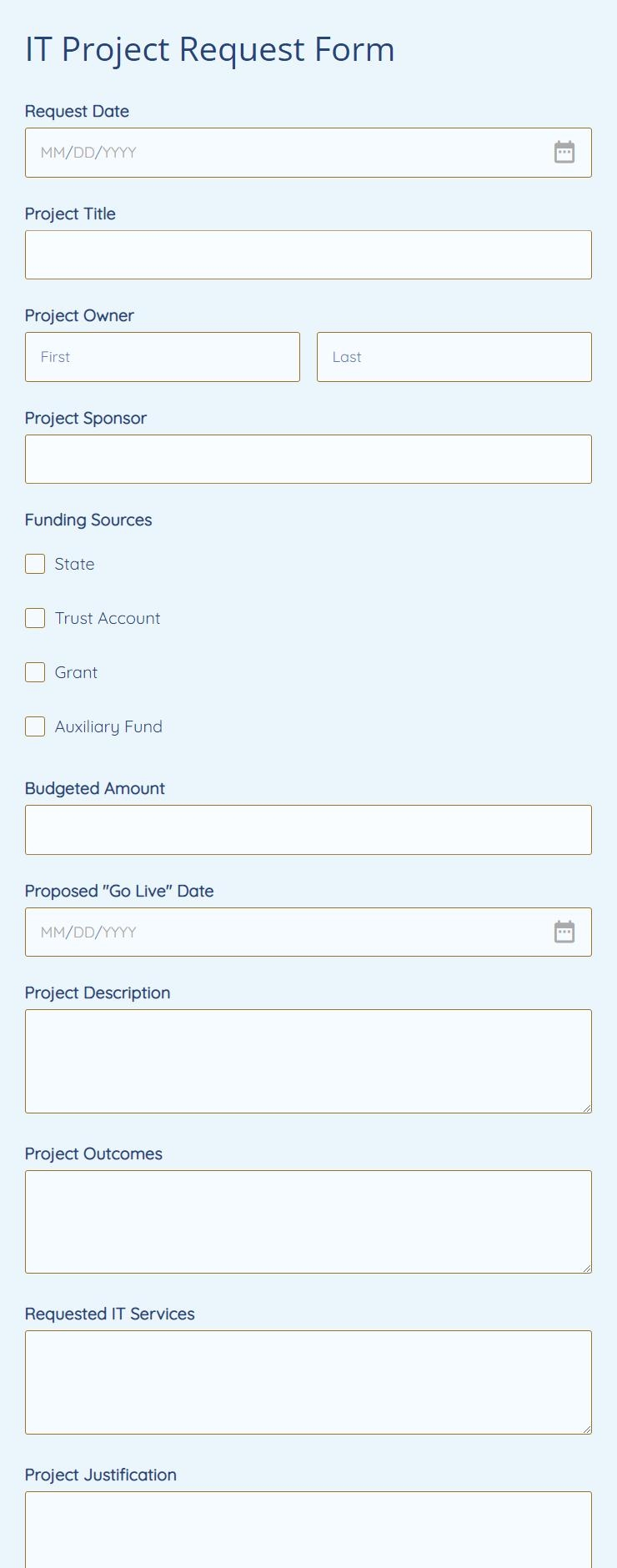 Free IT Project Request Form Template 123FormBuilder