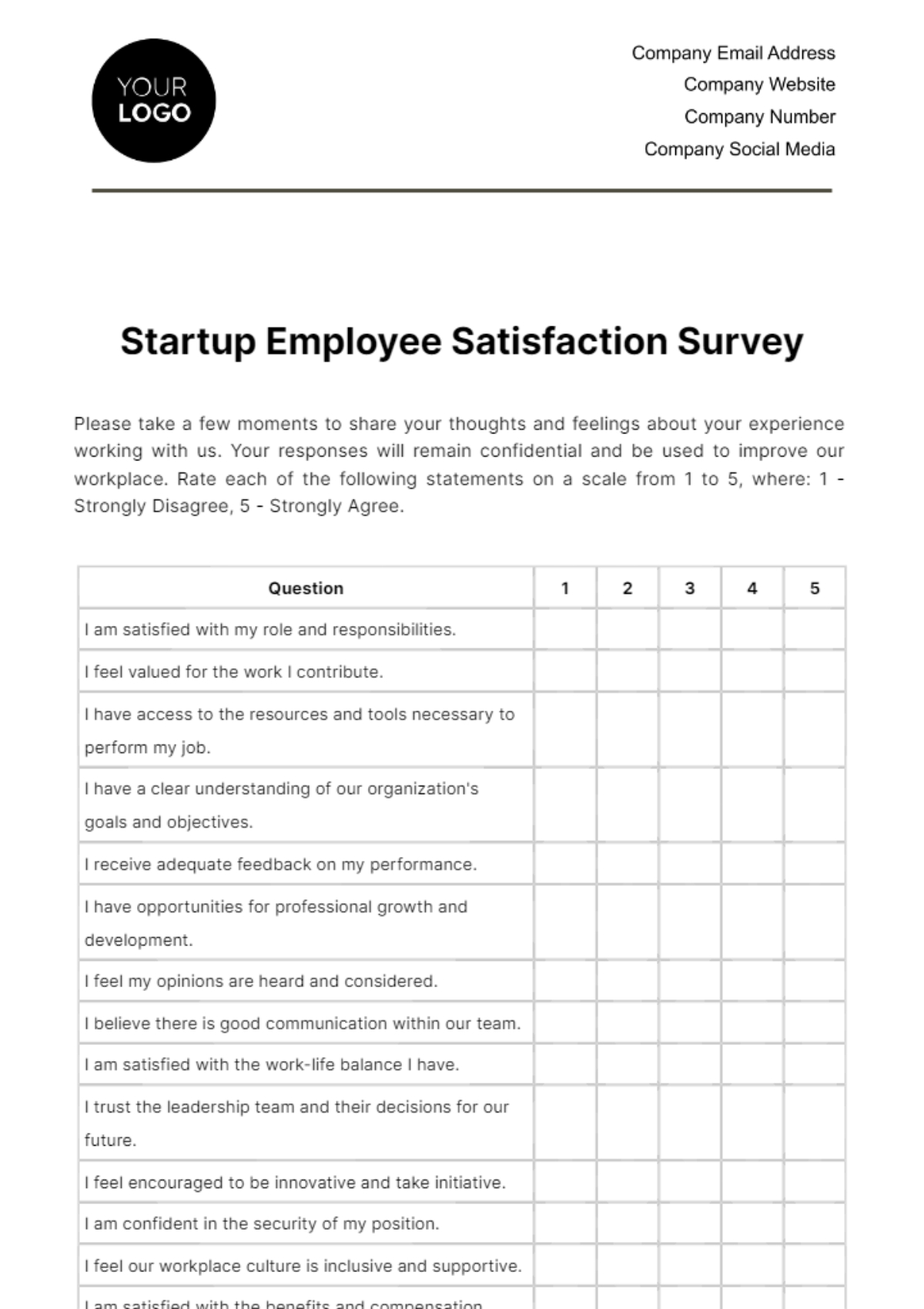 employee satisfaction survey form employee satisfaction survey form