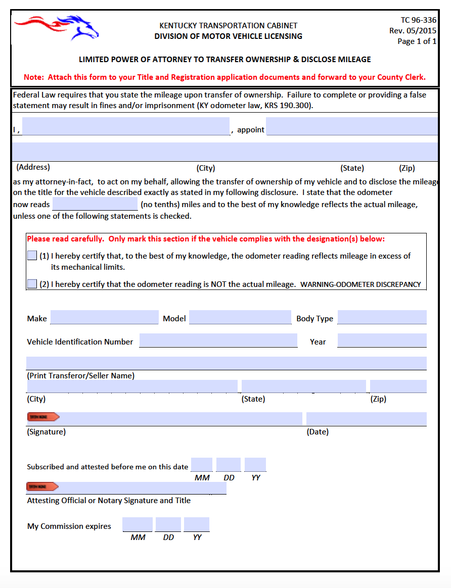 Free Kentucky Power Of Attorney Forms PDF Templates