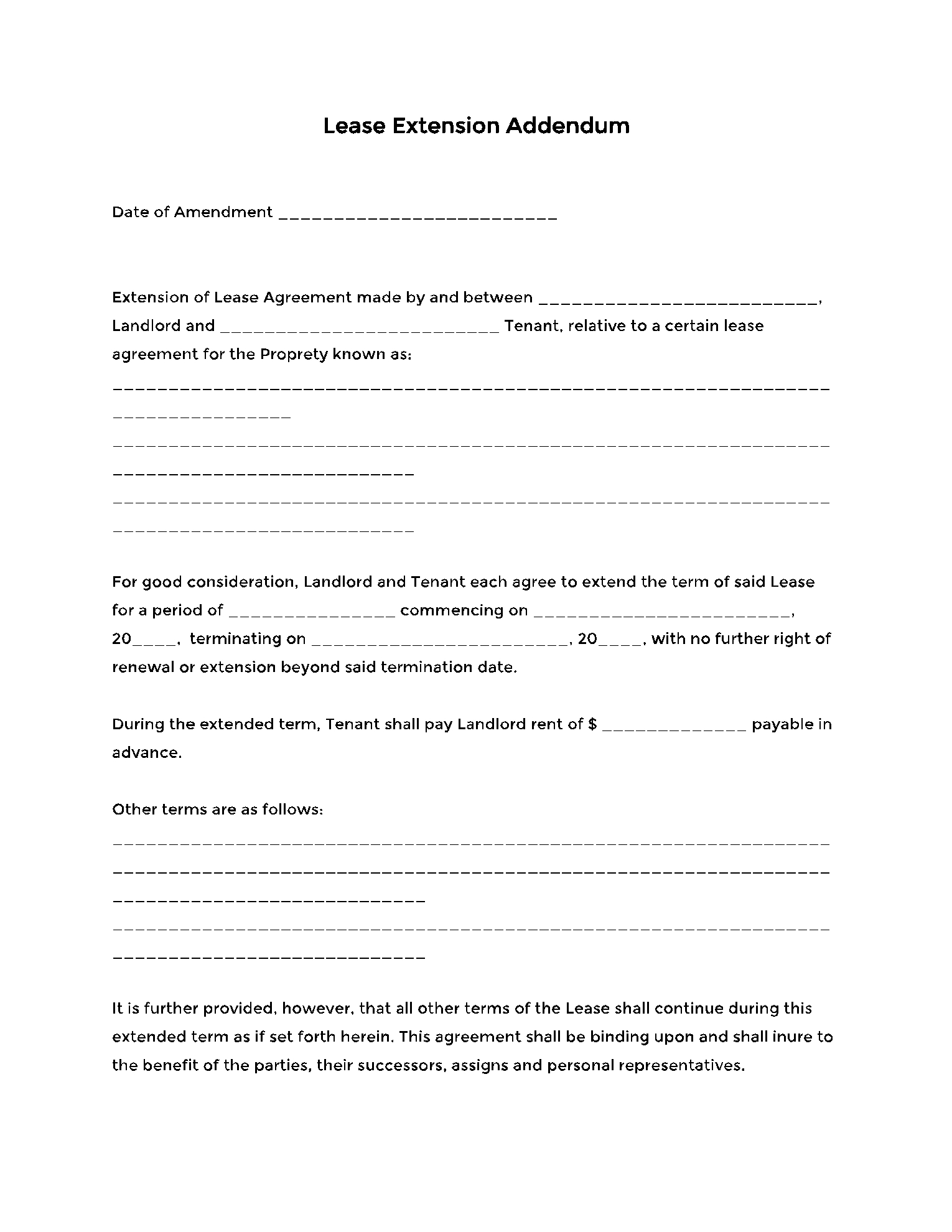 Free Lease Extension Agreement Template PDF Sample CocoSign