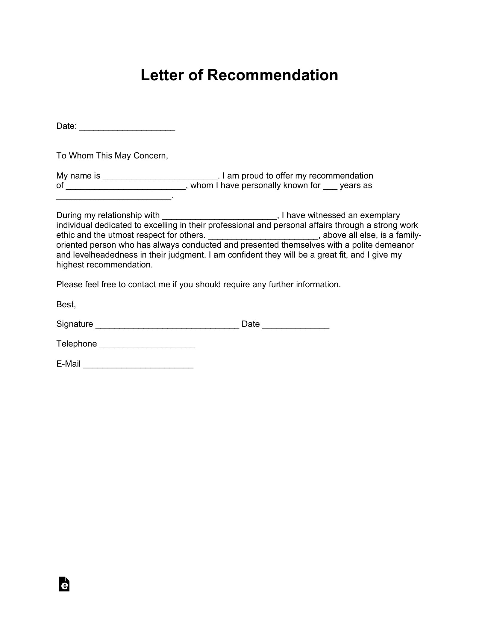 letters of recommendation letters of recommendation