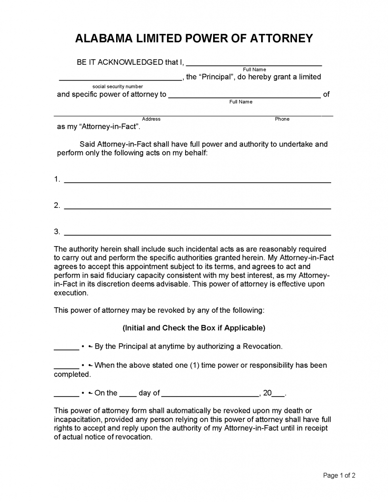 free printable power of attorney form alabama free printable power of attorney form alabama