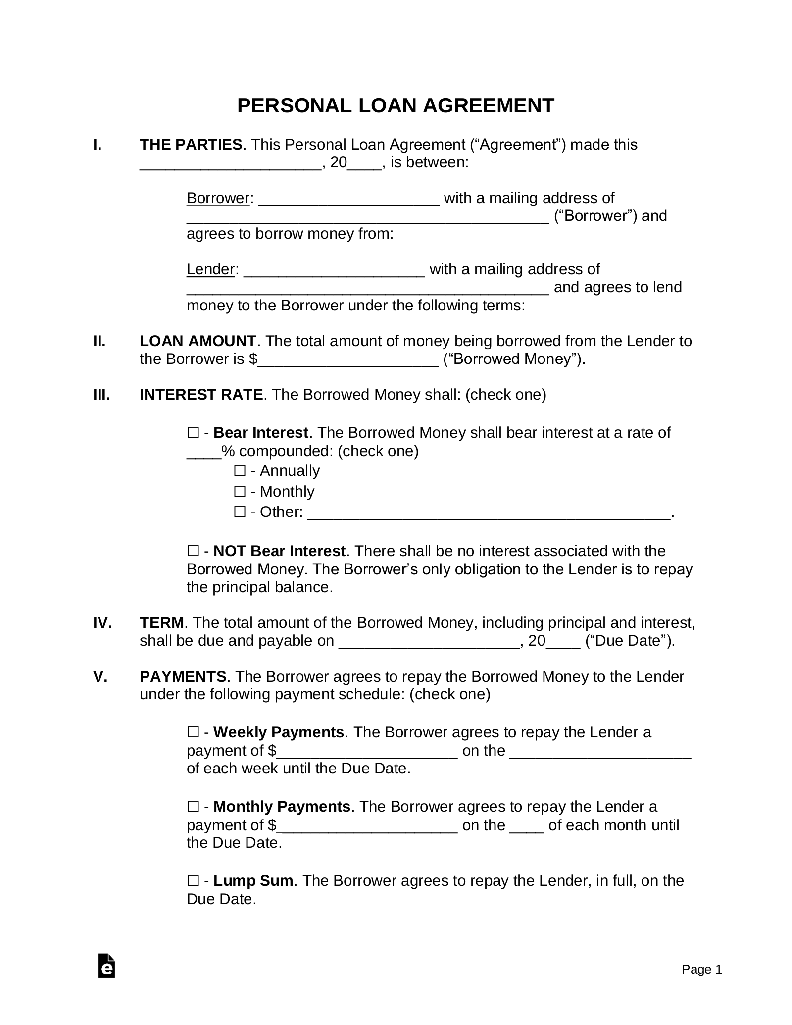 Free Loan Agreement Templates 10 PDF Word EForms