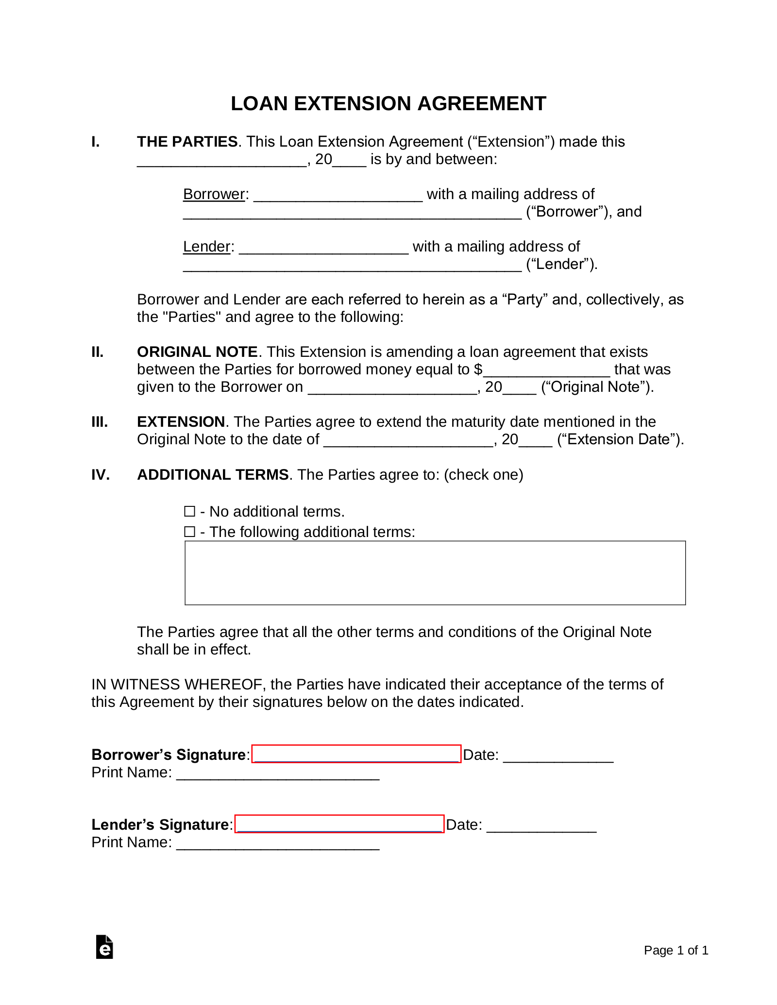 sample personal agreement form