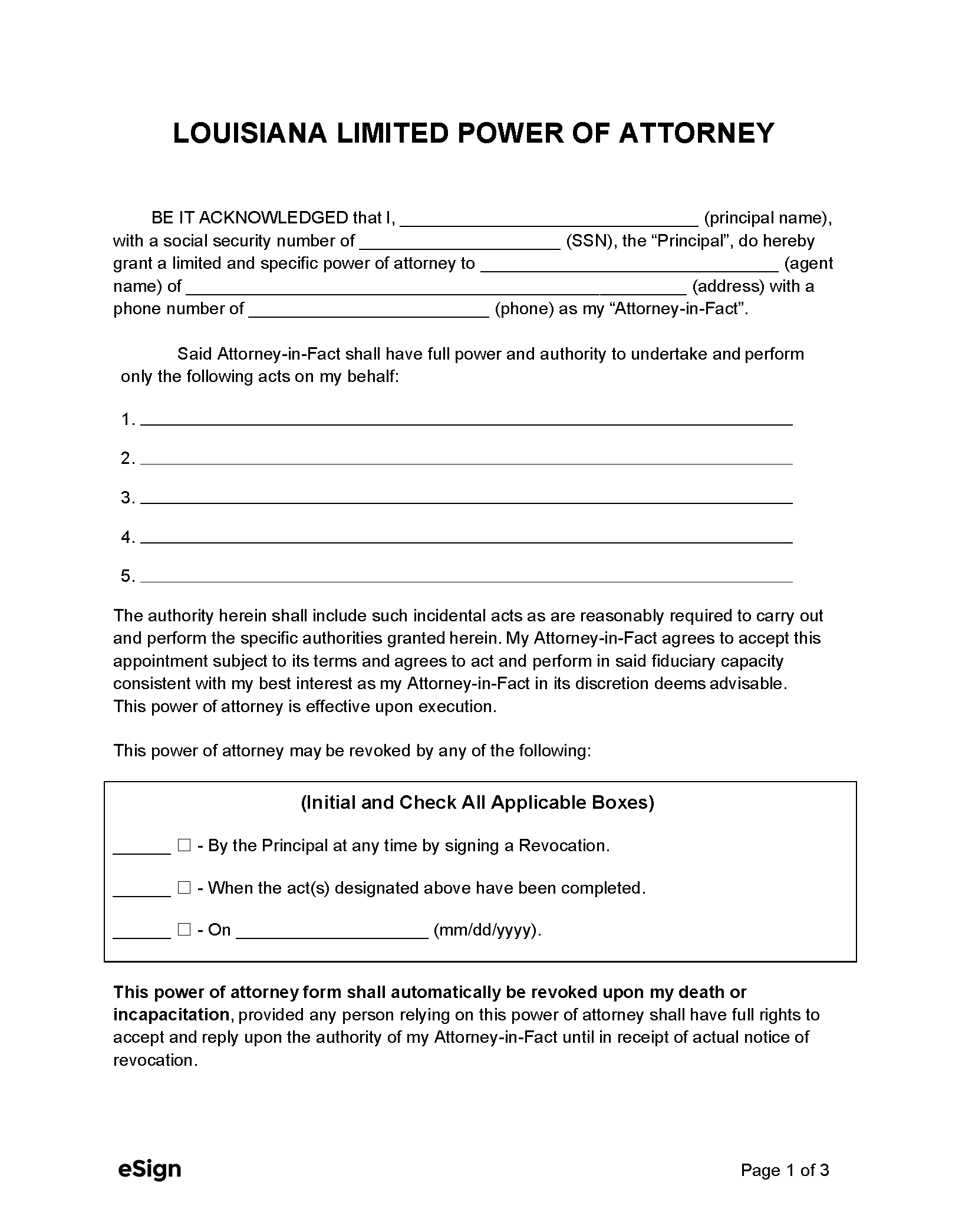 free printable power of attorney form for louisiana free printable power of attorney form for louisiana