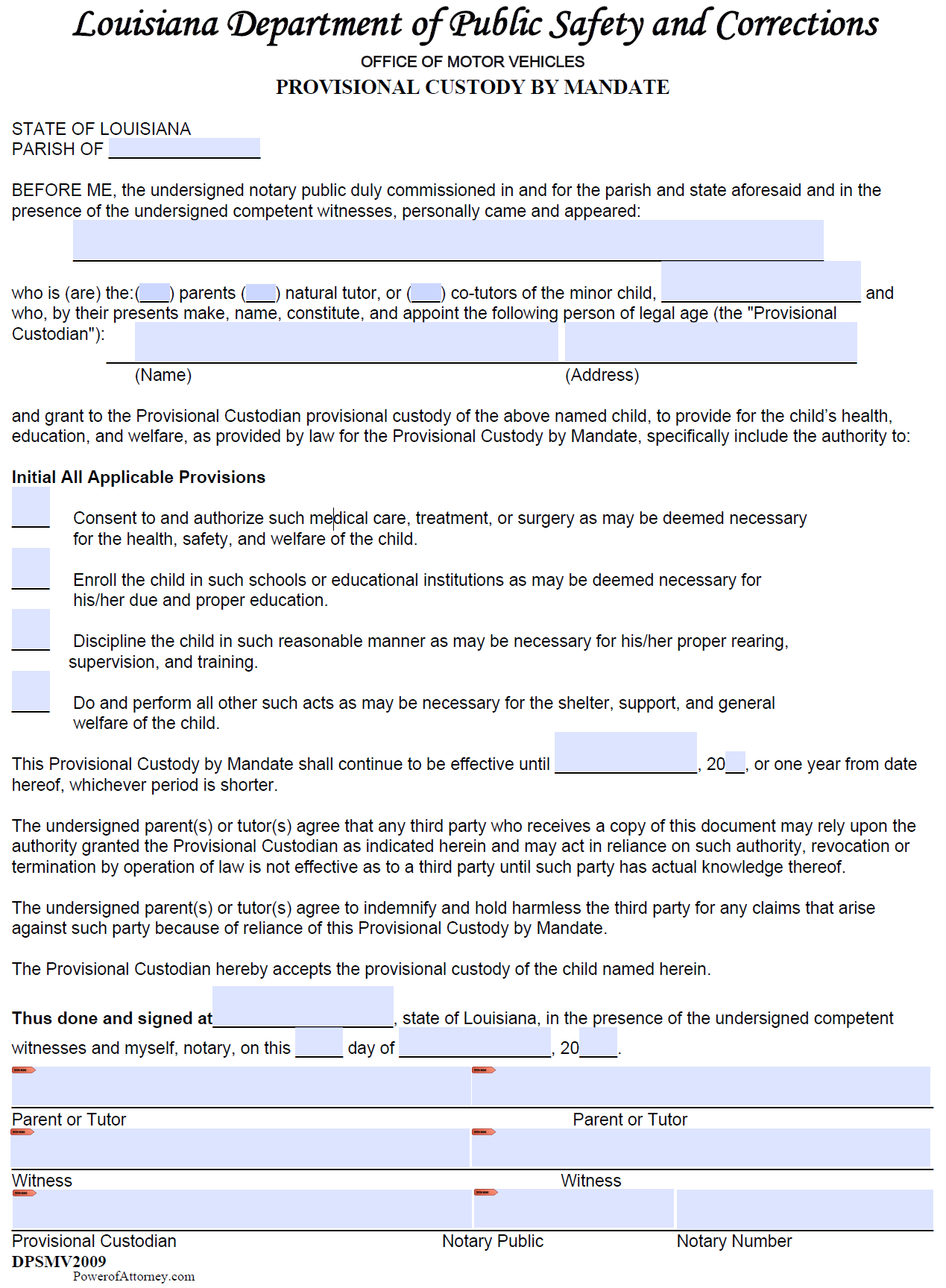 free printable durable power of attorney form for louisiana
