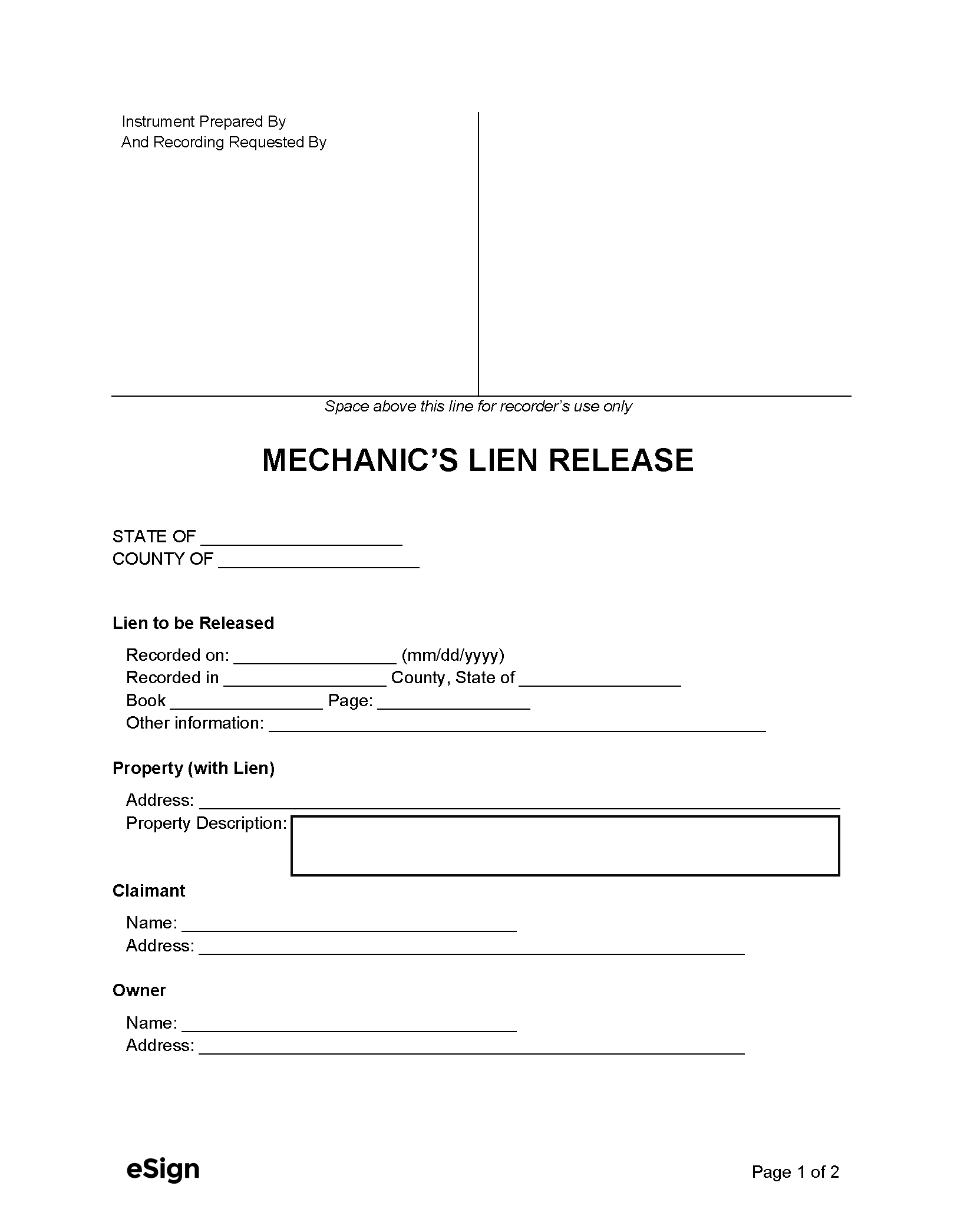 Free Mechanic s Lien Release Form PDF Word Free Mechanic s Lien Release Form PDF Word