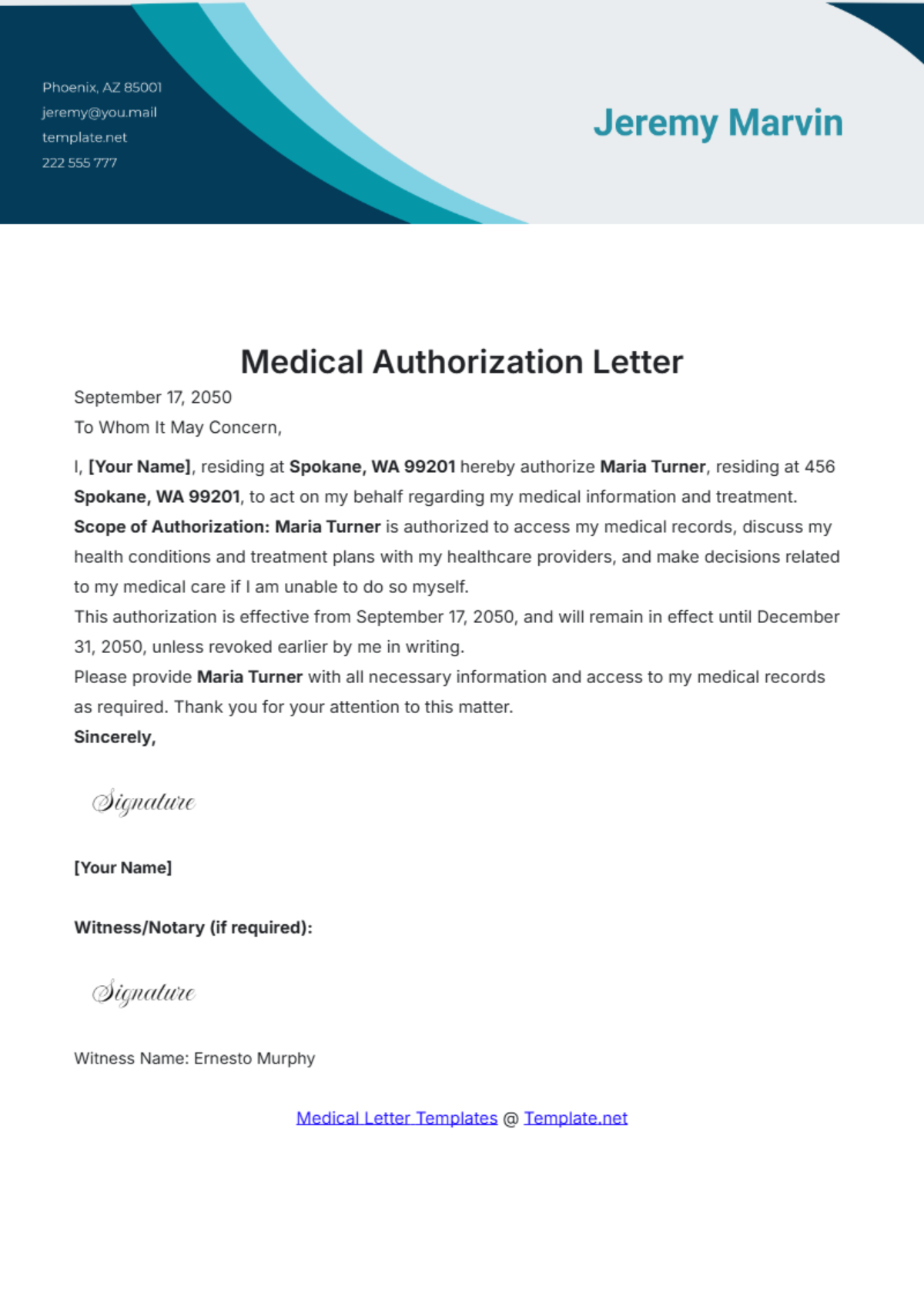 sample medical authorization form