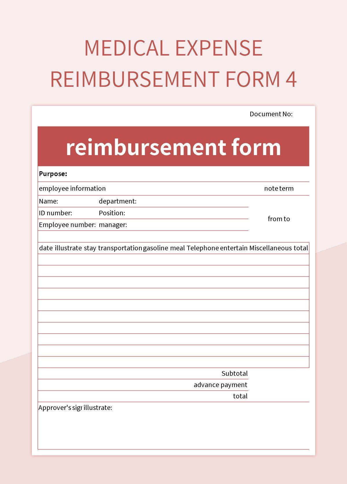 Free Medical Expense Reimbursement Form Reimbursement Form Templates For Google Sheets And Microsoft Excel Slidesdocs