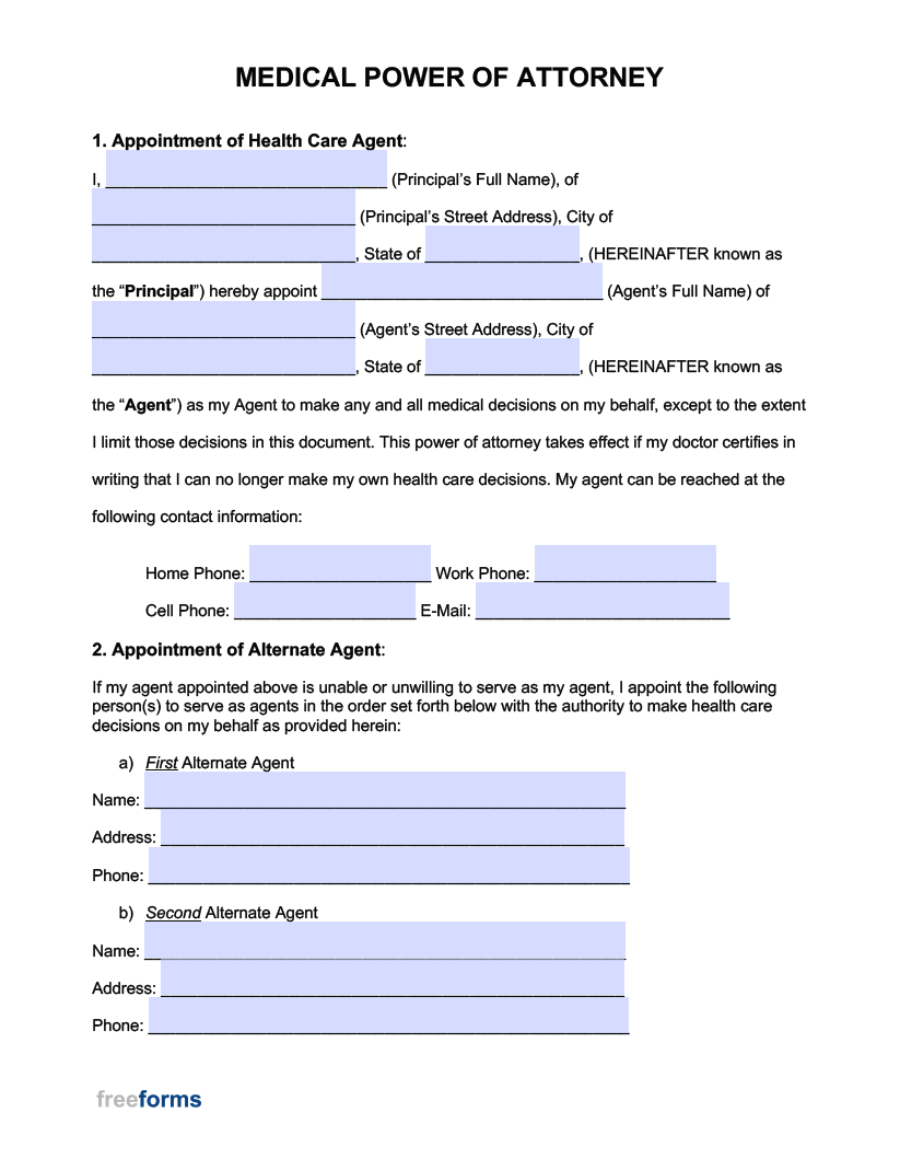 free printable blank power of attorney form free printable blank power of attorney form