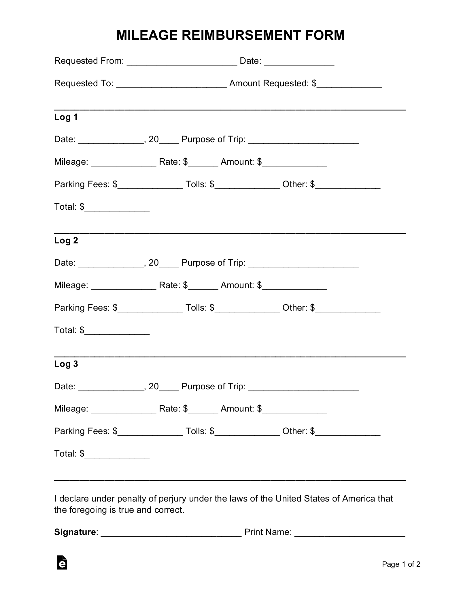 Free Mileage Reimbursement Form 2024 IRS Rates PDF Word EForms Free Mileage Reimbursement Form 2024 IRS Rates PDF Word EForms