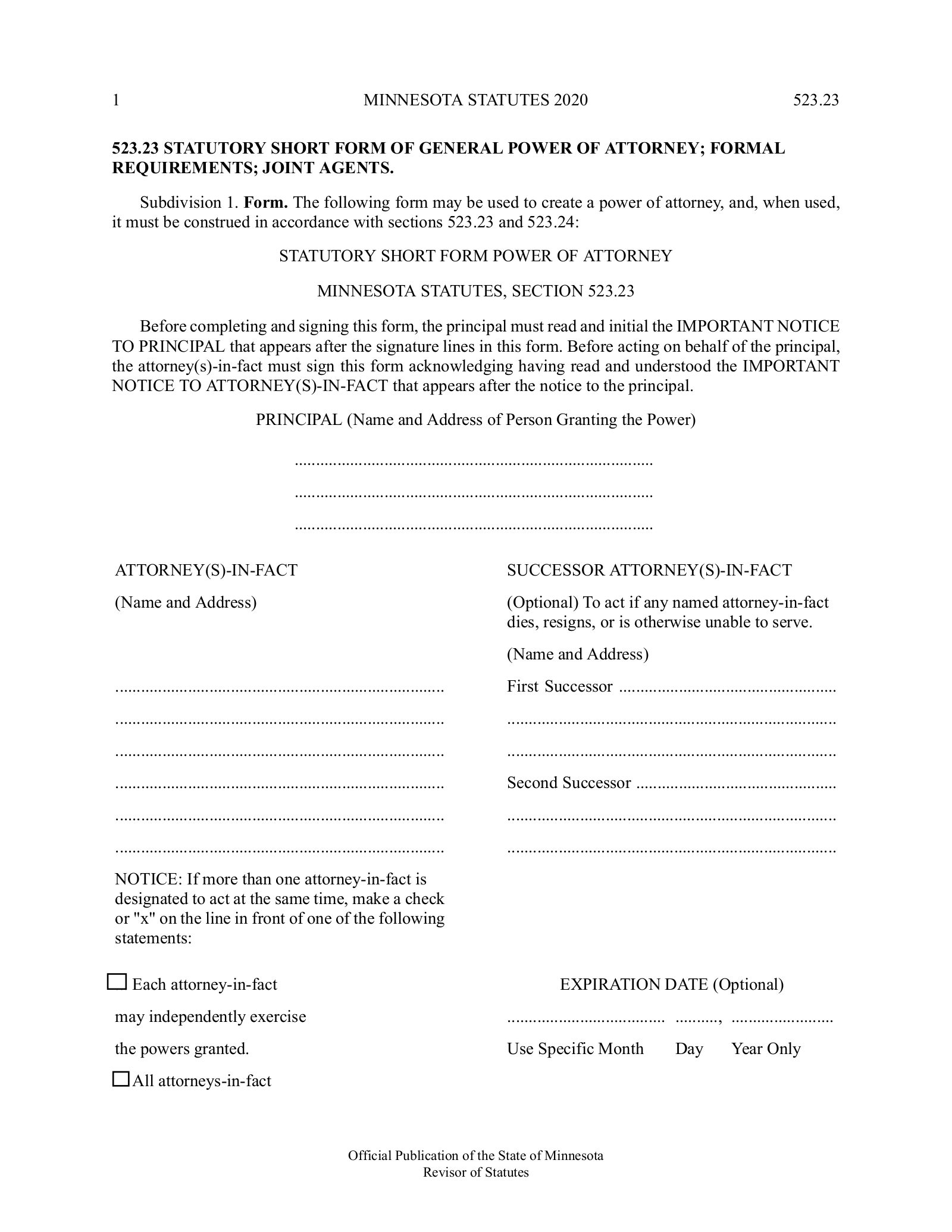 Free Minnesota Power Of Attorney Forms 10 Types PDF EForms