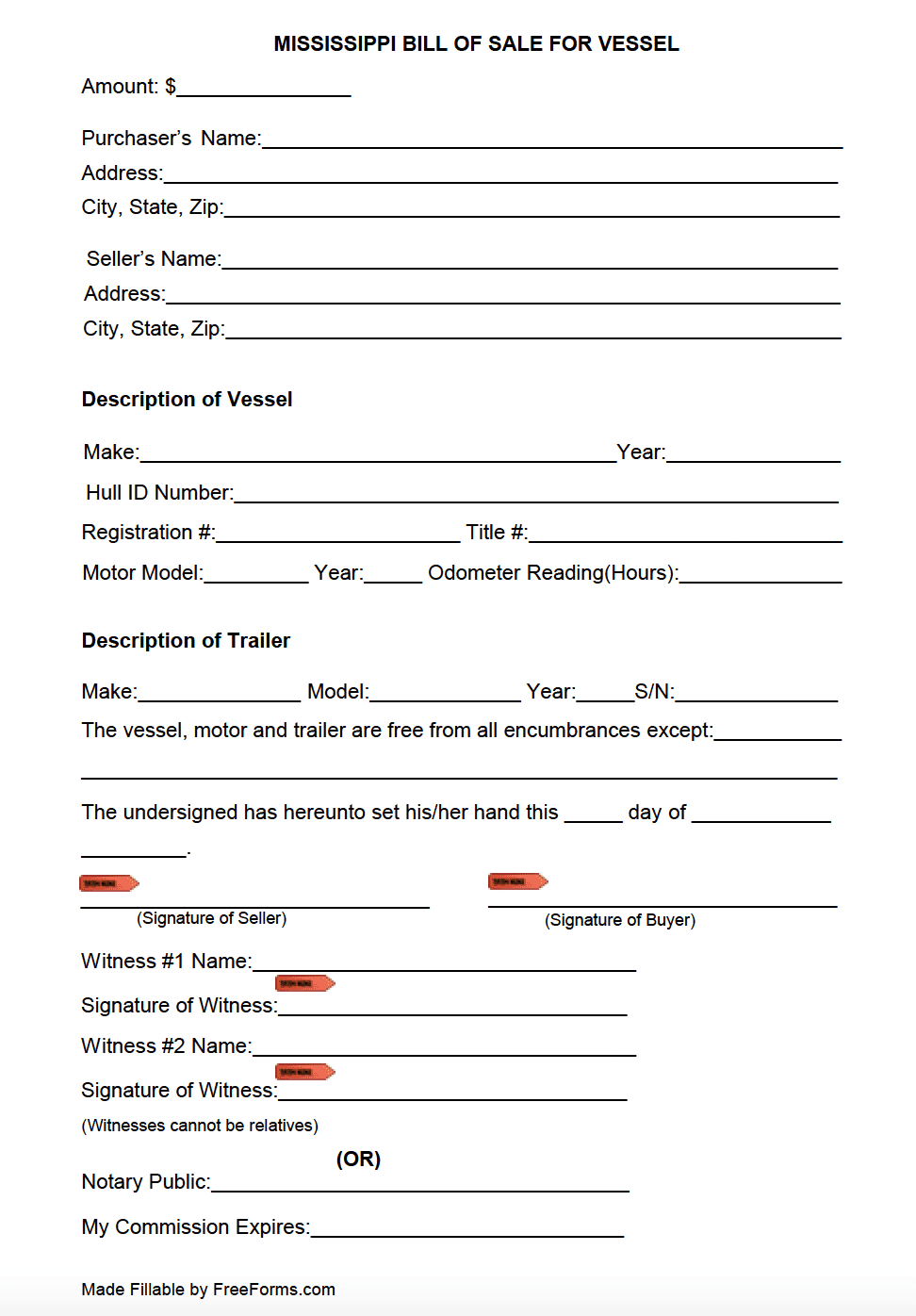 Free Mississippi Boat Vessel Bill Of Sale Form PDF Free Mississippi Boat Vessel Bill Of Sale Form PDF