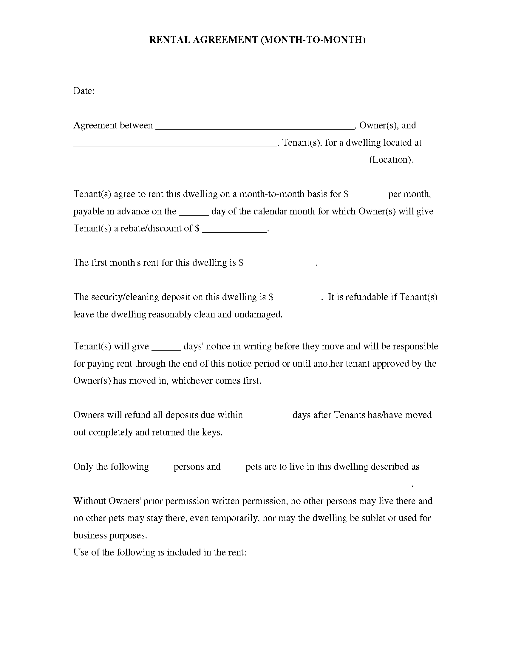 rental lease form