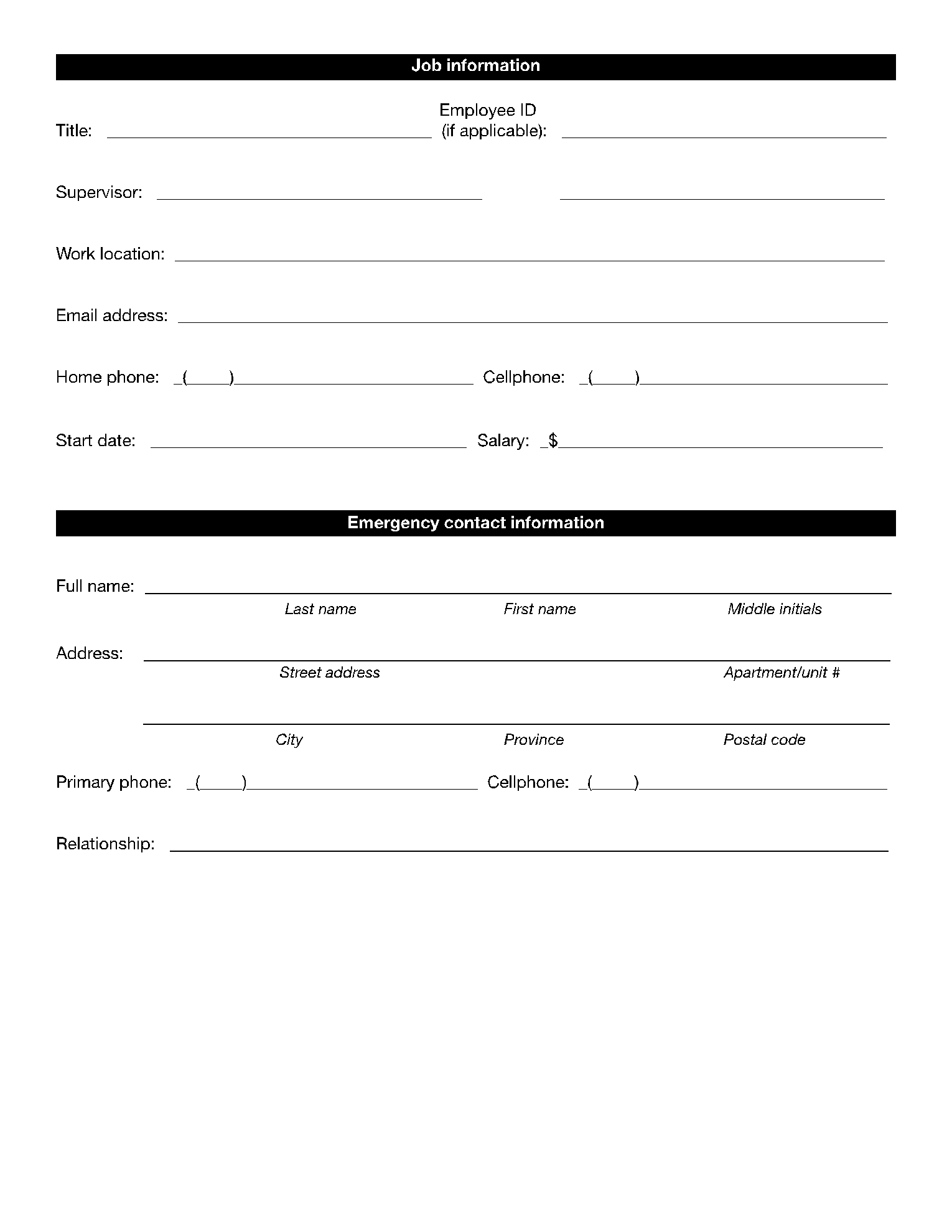 printable new hire application form