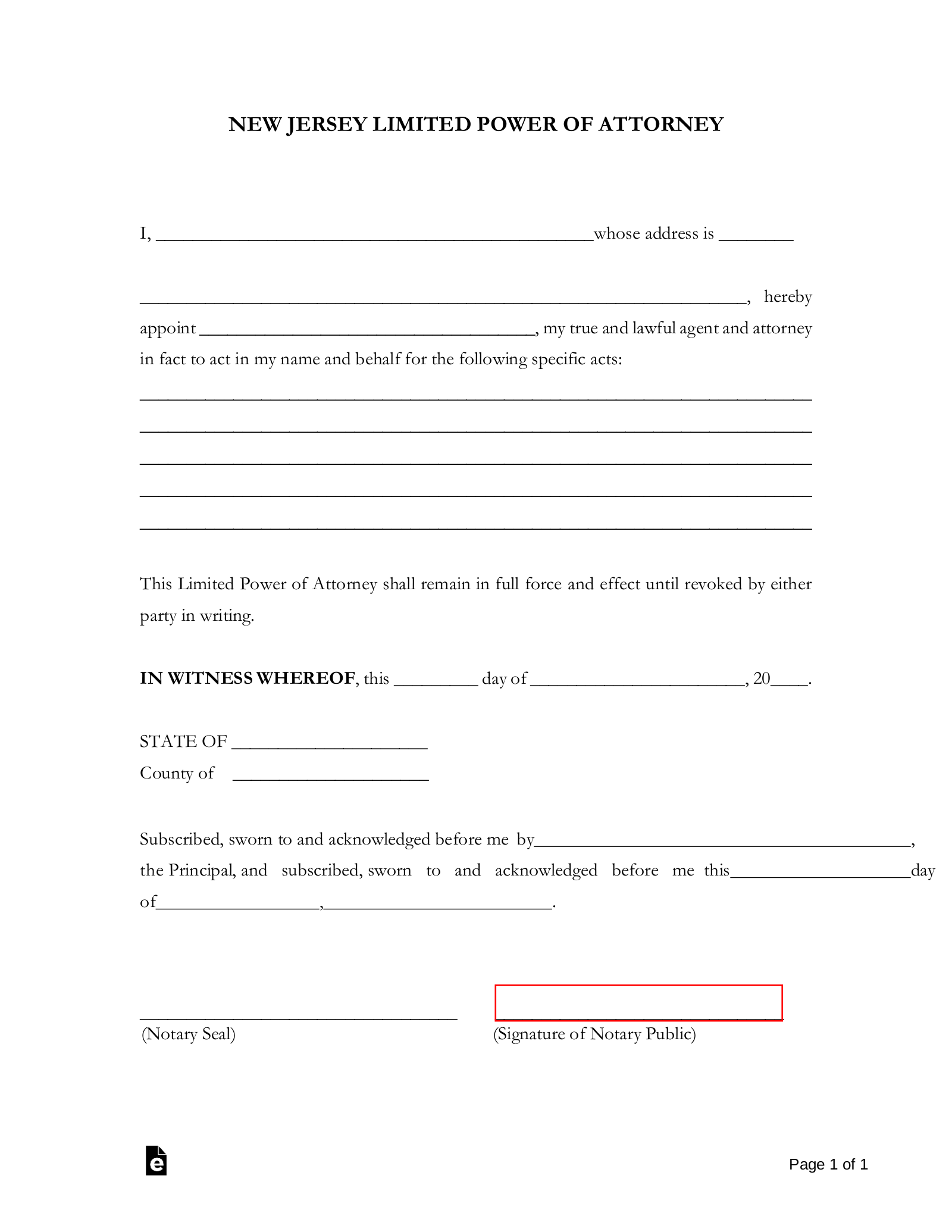 free printable power of attorney form nj