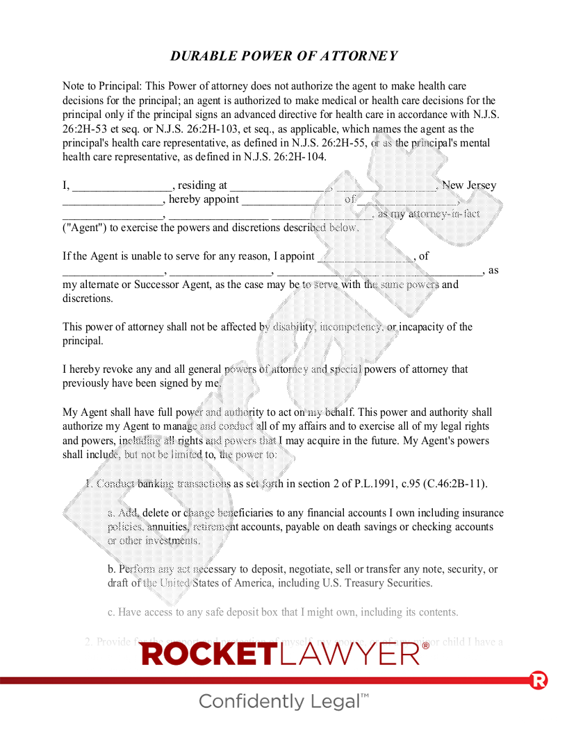 Free New Jersey Power Of Attorney Make Download Rocket Lawyer