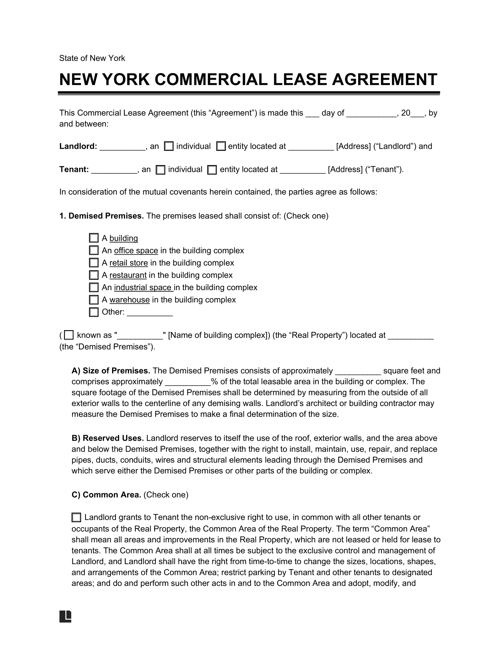 Free New York Commercial Lease Agreement Template PDF Word Free New York Commercial Lease Agreement Template PDF Word