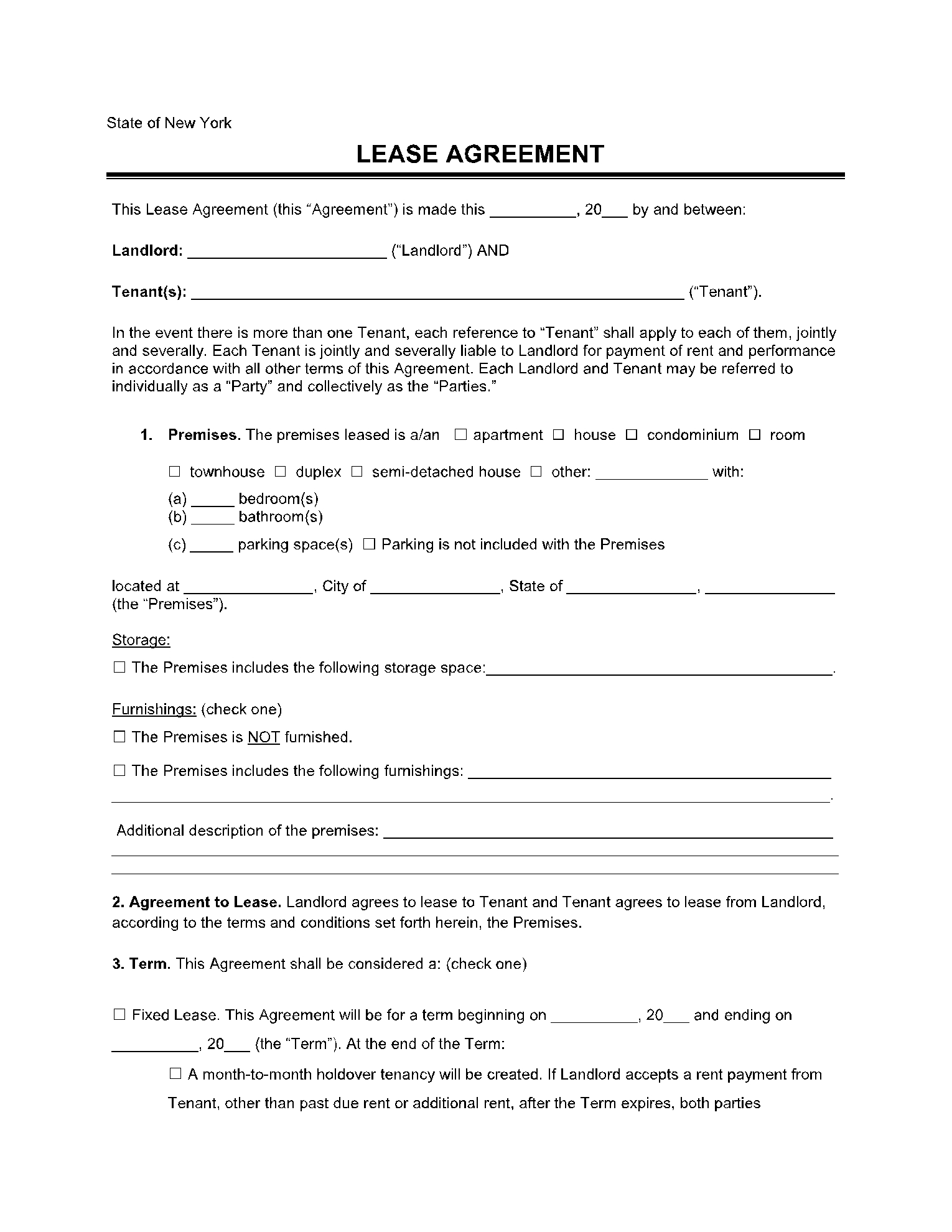 Free New York Rental Lease Agreement In 2021 CocoSign