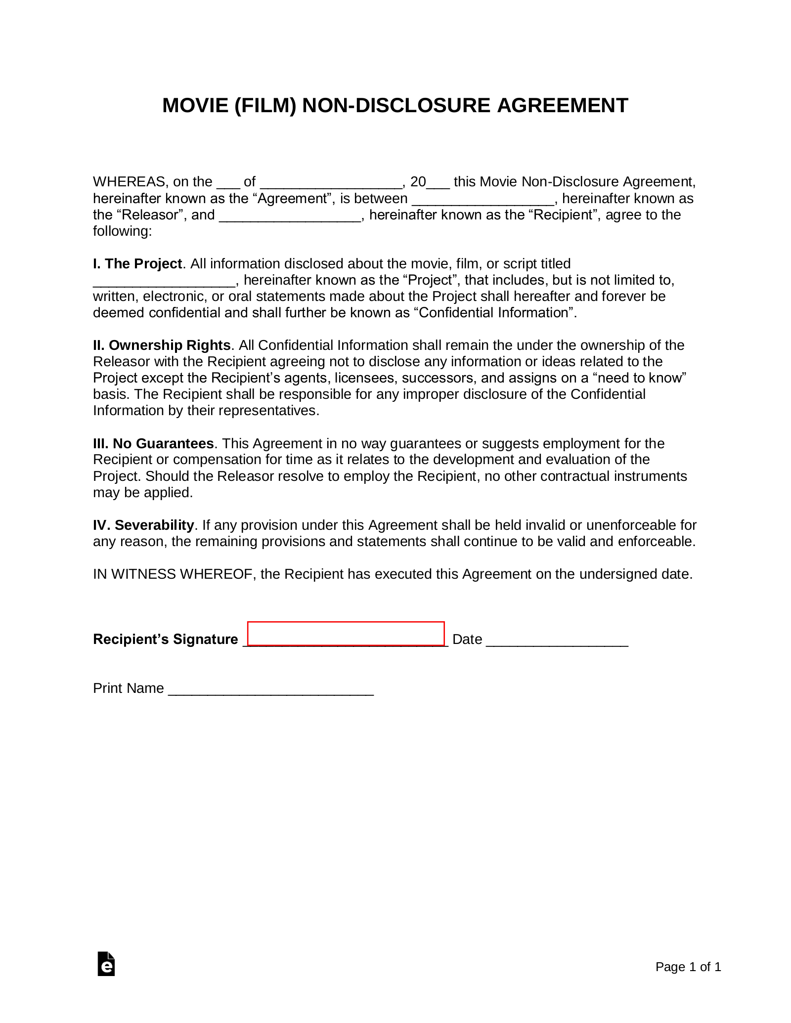 confidentiality agreement forms